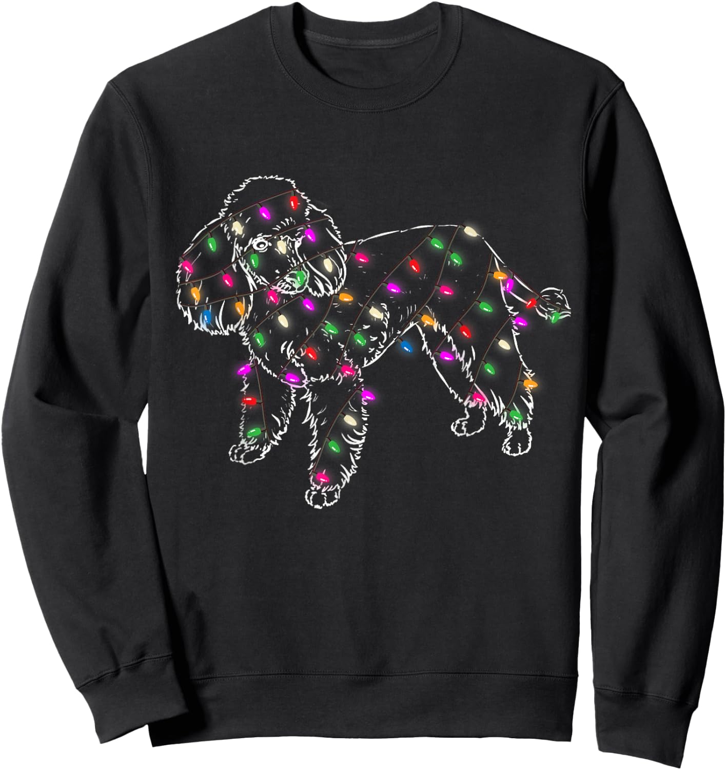 Funny Poodle Dogs Light Christmas Pet Animal Dog Gifts Men Women Kids Sweatshirt - Sweatshirt | Black