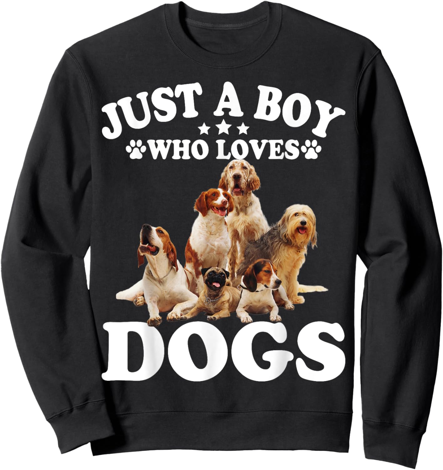Just A Boy Who Loves Dogs Shirt For Kids Boys Puppies Dogs Sweatshirt - Sweatshirt | Black
