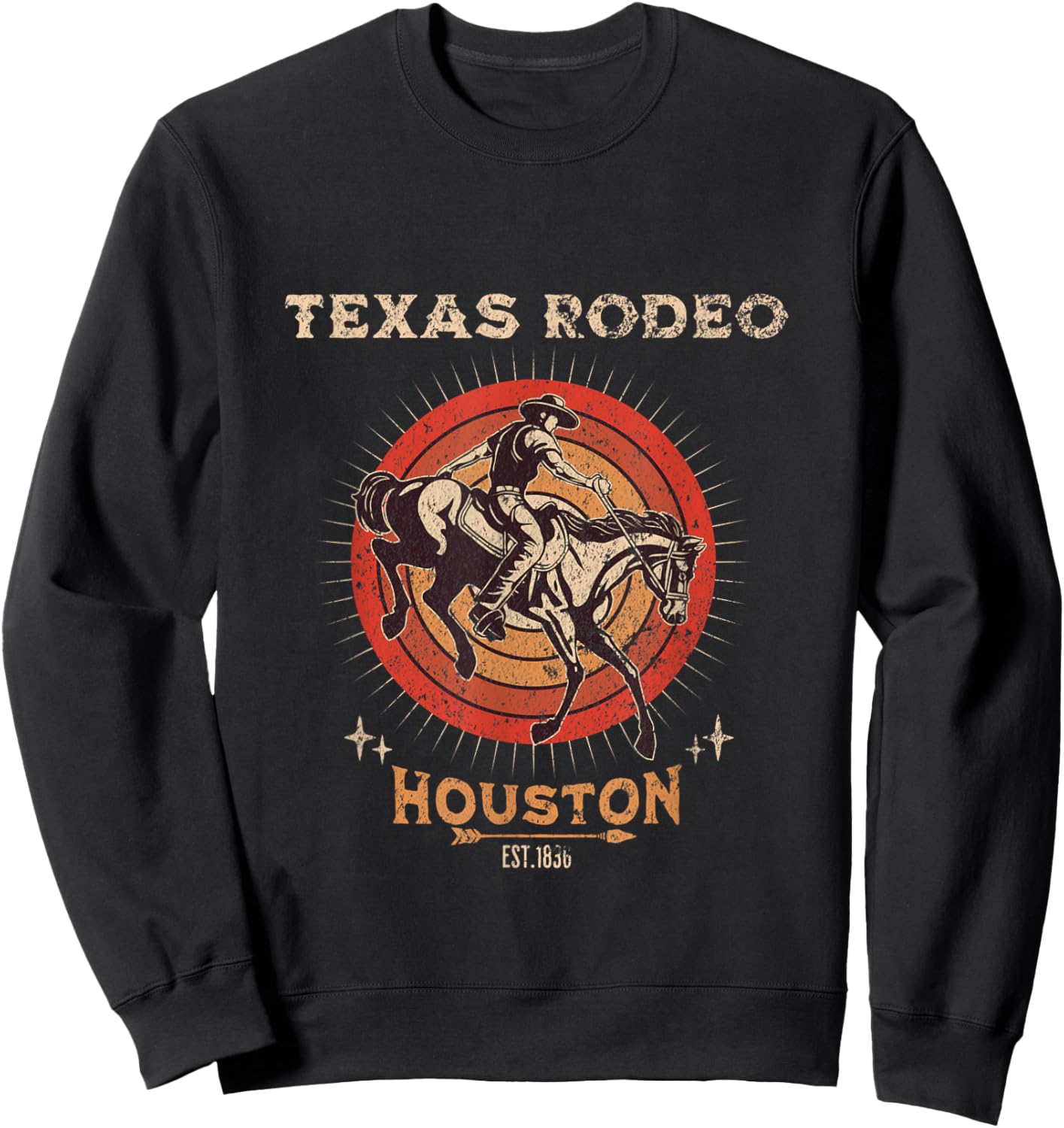 Houston Texas Rodeo Vintage Western Retro Cowboy Sweatshirt - Sweatshirt | Black