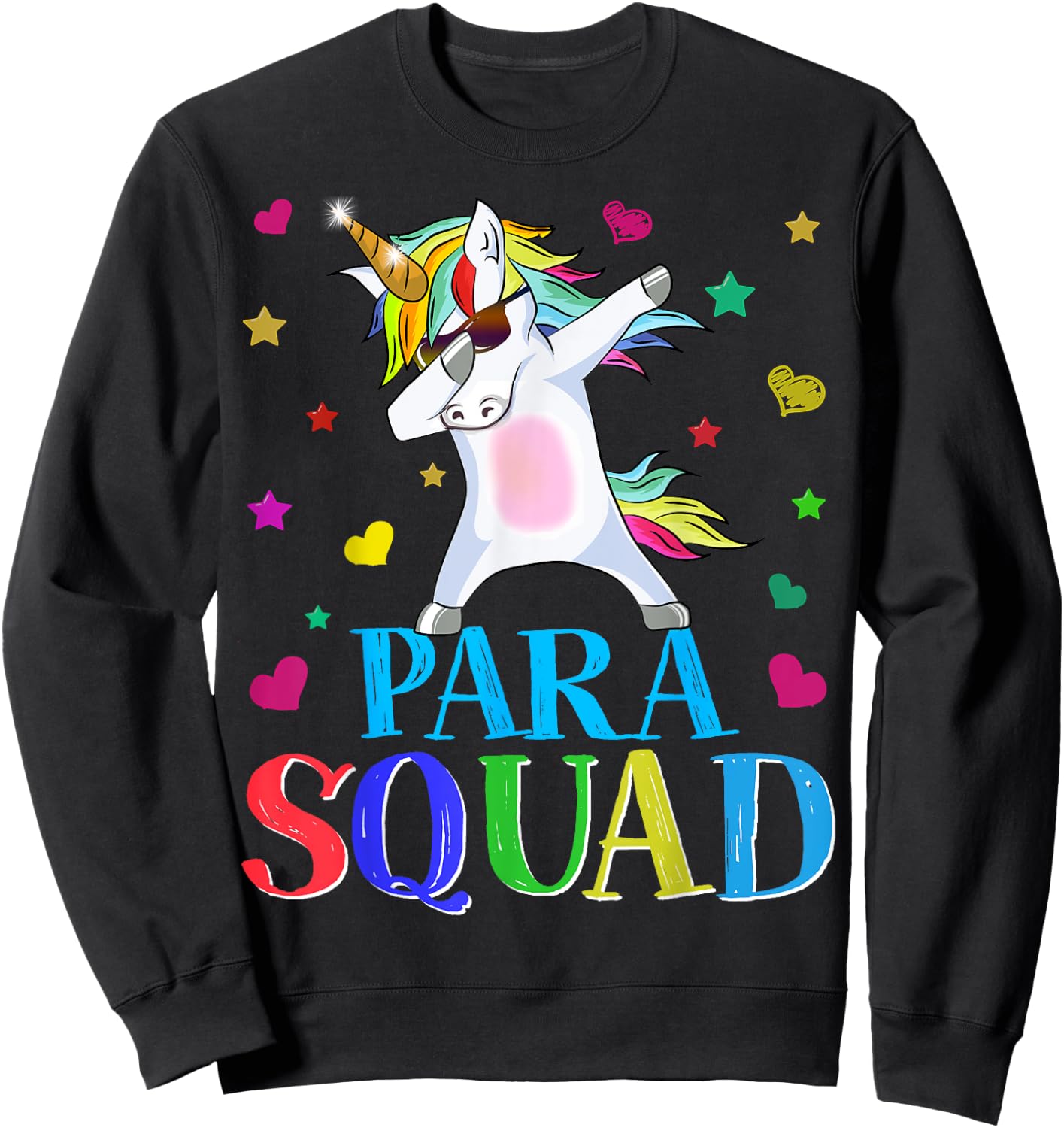 Para Squad Dabbing Unicorn Paraprofessional Teacher Gifts Women Girls Kids Sweatshirt - Sweatshirt | Black