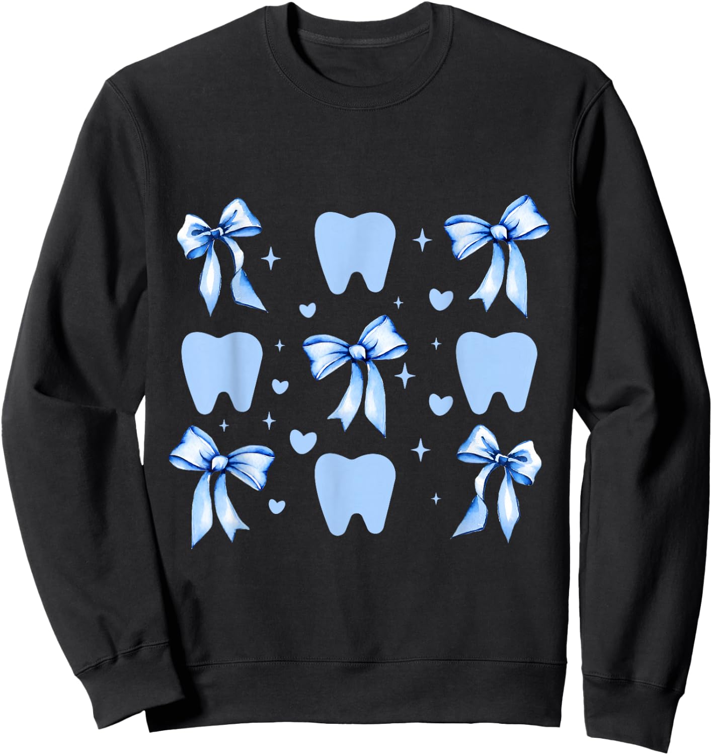 Cute Tooth Dental Assistant Coquette Bow Hygiene Oral RDH Sweatshirt - Sweatshirt | Black
