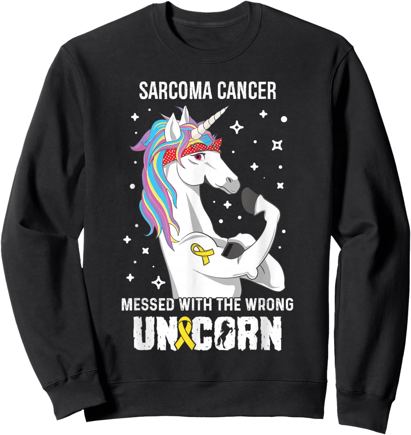Wrong Unicorn- Sarcoma Cancer Awareness Supporter Ribbon Sweatshirt - Sweatshirt | Black