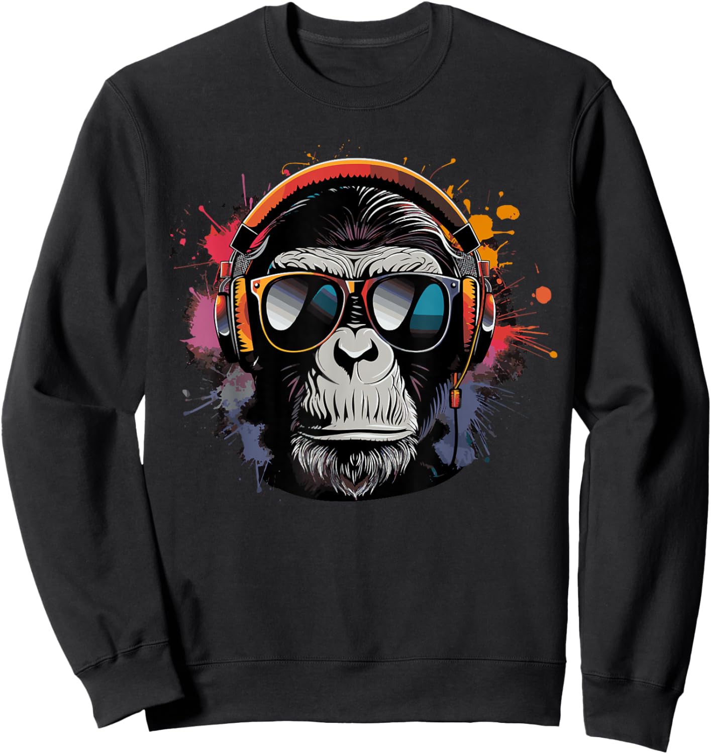 DJ Monkey with Sunglasses DJ Monkey Headphones Sweatshirt - Sweatshirt | Black
