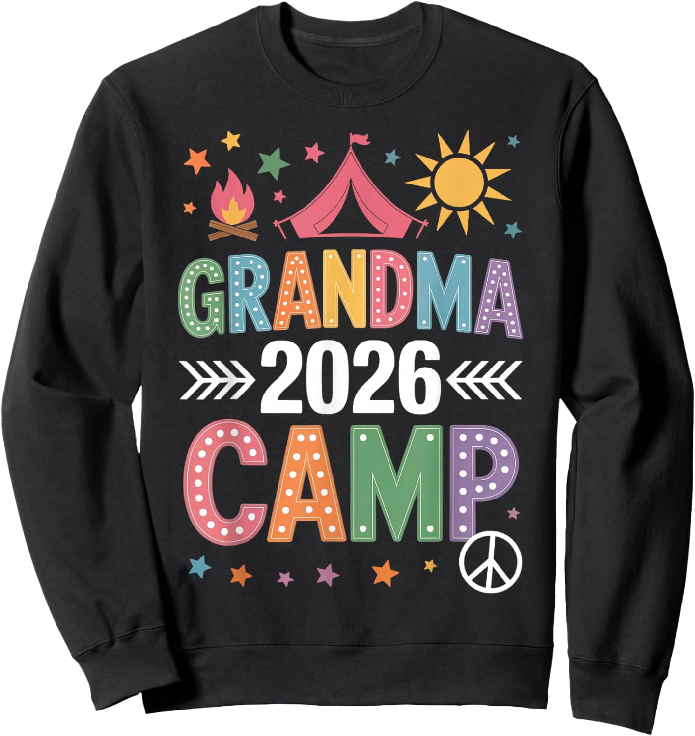 Grandma Camp 2026 Family Vacation Summer Camping Crew Kids Sweatshirt - Sweatshirt | Black