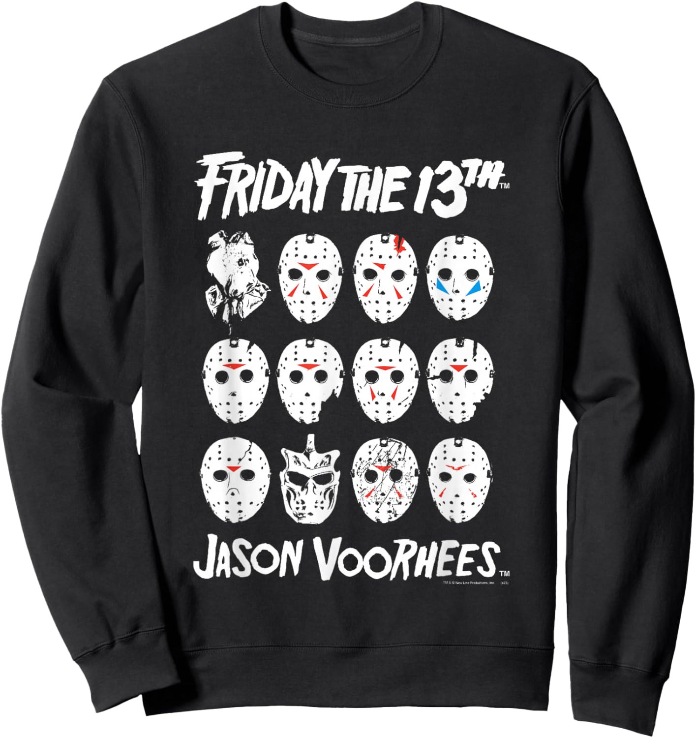 Friday The 13th The Masks of Jason Voorhees Horror Movie Sweatshirt - Sweatshirt | Black