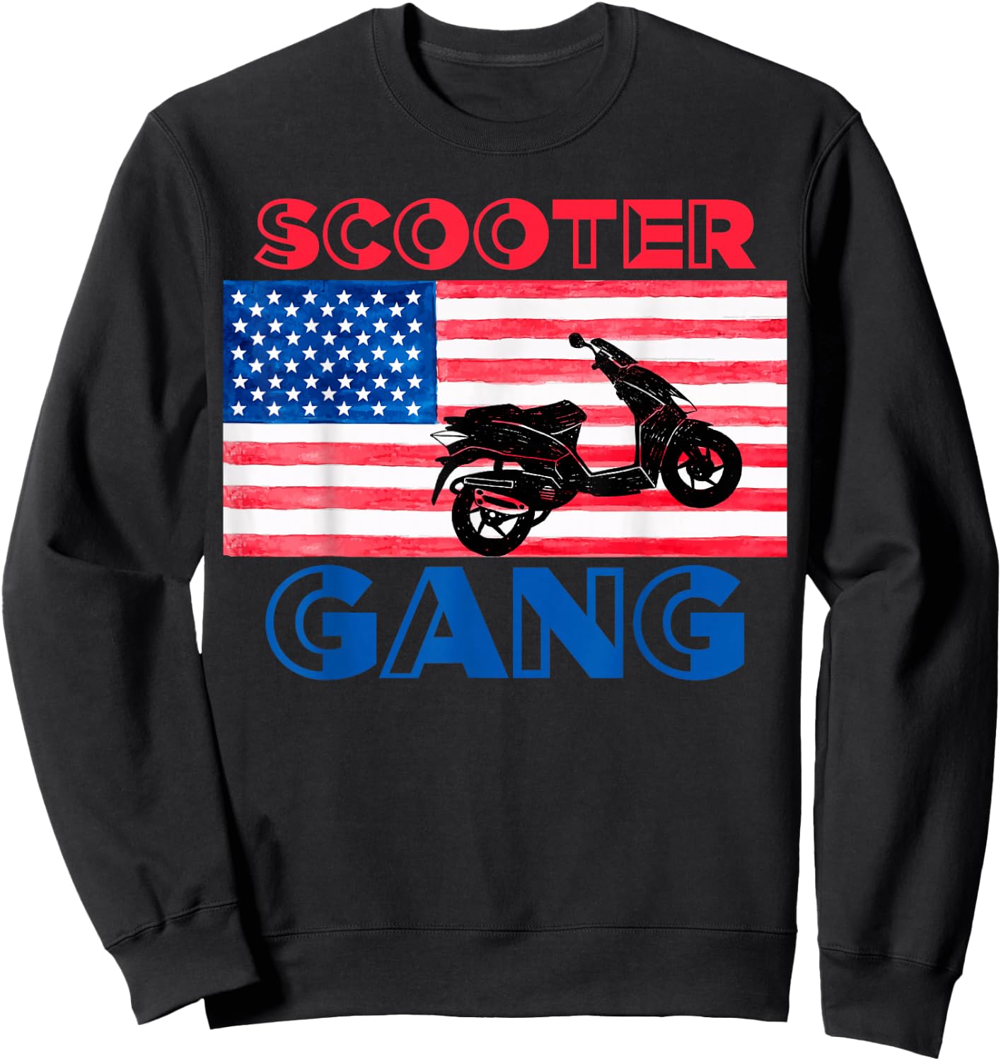 Scooter Gang Moped American Flag Motorcycle Gear Sweatshirt - Sweatshirt | Black