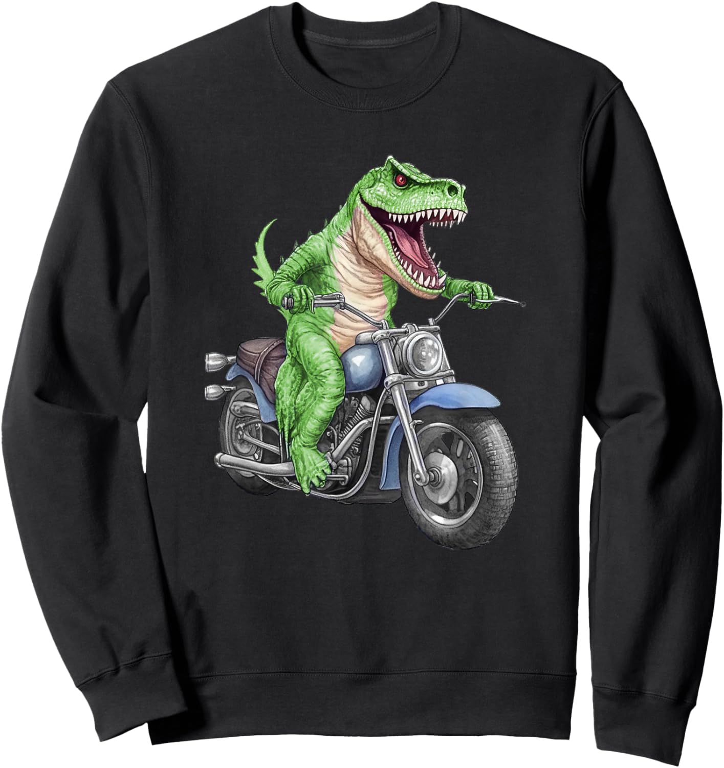 Dinosaur On Motorcycle, Funny, Jokes, Sarcastic Sweatshirt - Sweatshirt | Black