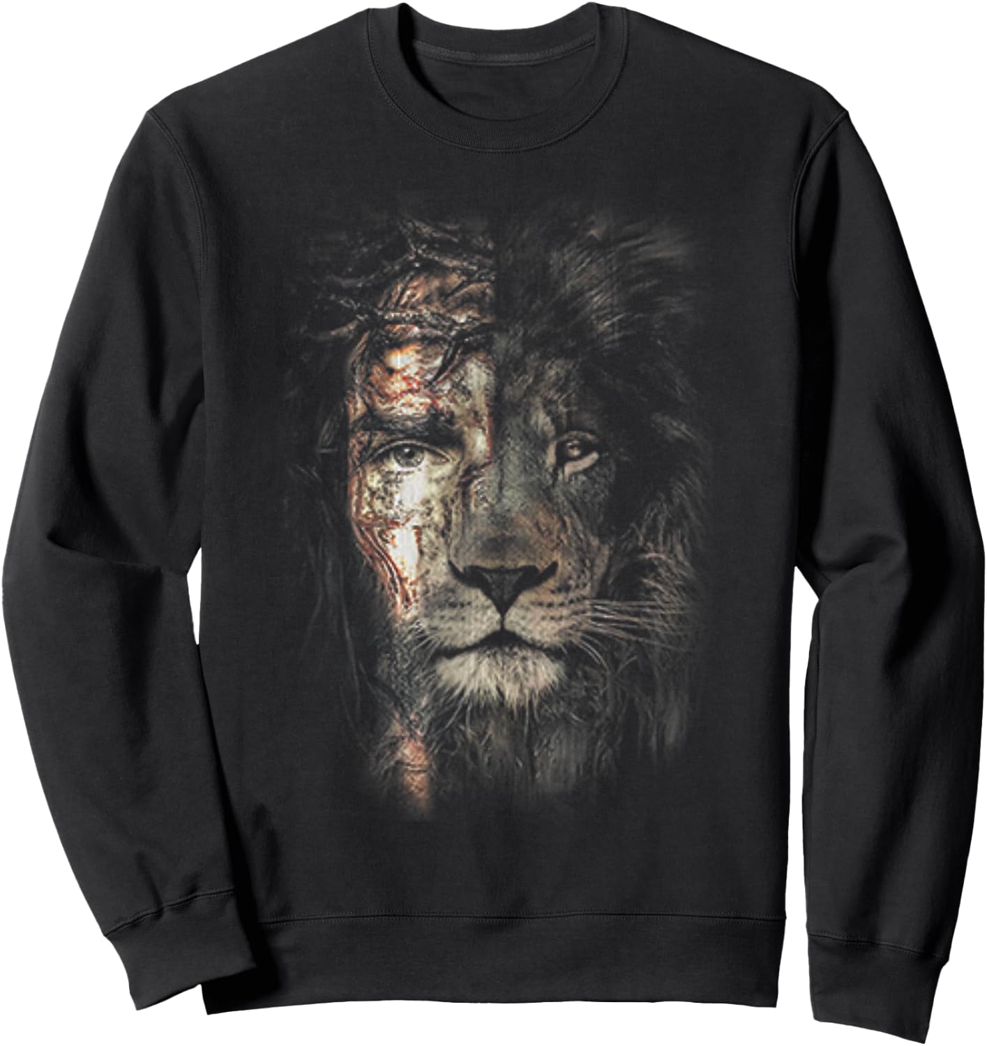 Jesus Lion Christian Cross Religion Lover Sweatshirt - Sweatshirt | Black