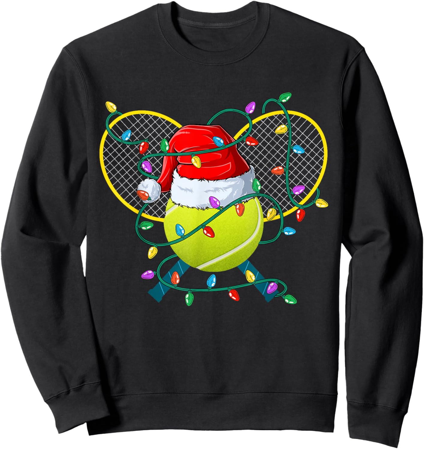 Christmas Tennis Xmas Santa Sports Hat Kids Sweatshirt - Sweatshirt | Black