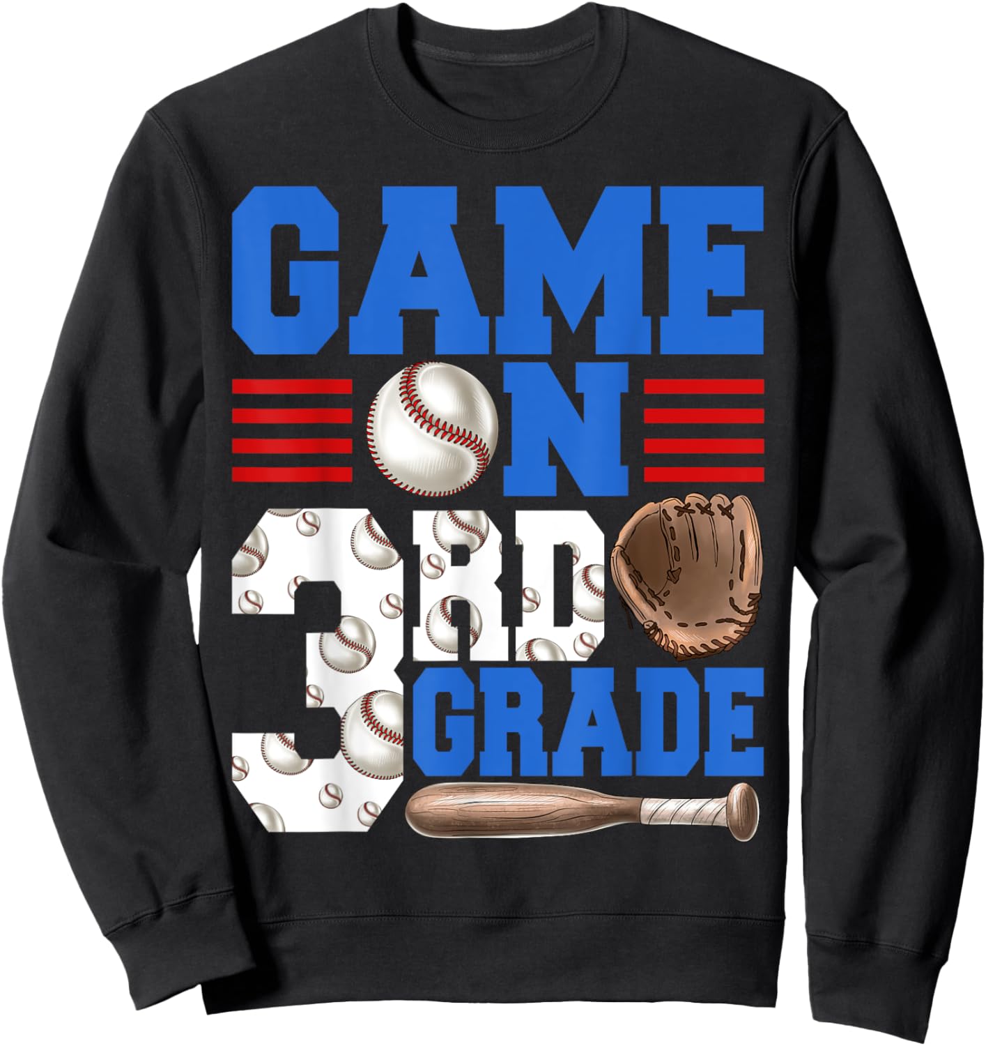 Game On 3rd Grade With Baseball Player First Day Of School Sweatshirt - Sweatshirt | Black