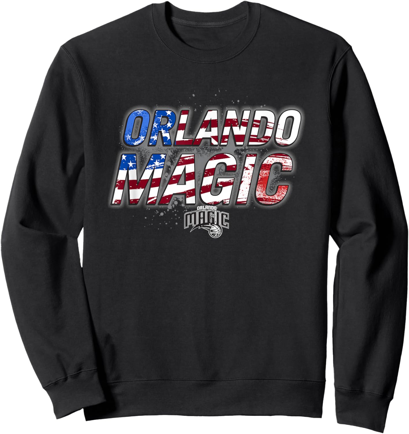 NBA Orlando Magic American Flag Distressed Paint Spill Sweatshirt - Sweatshirt | Black