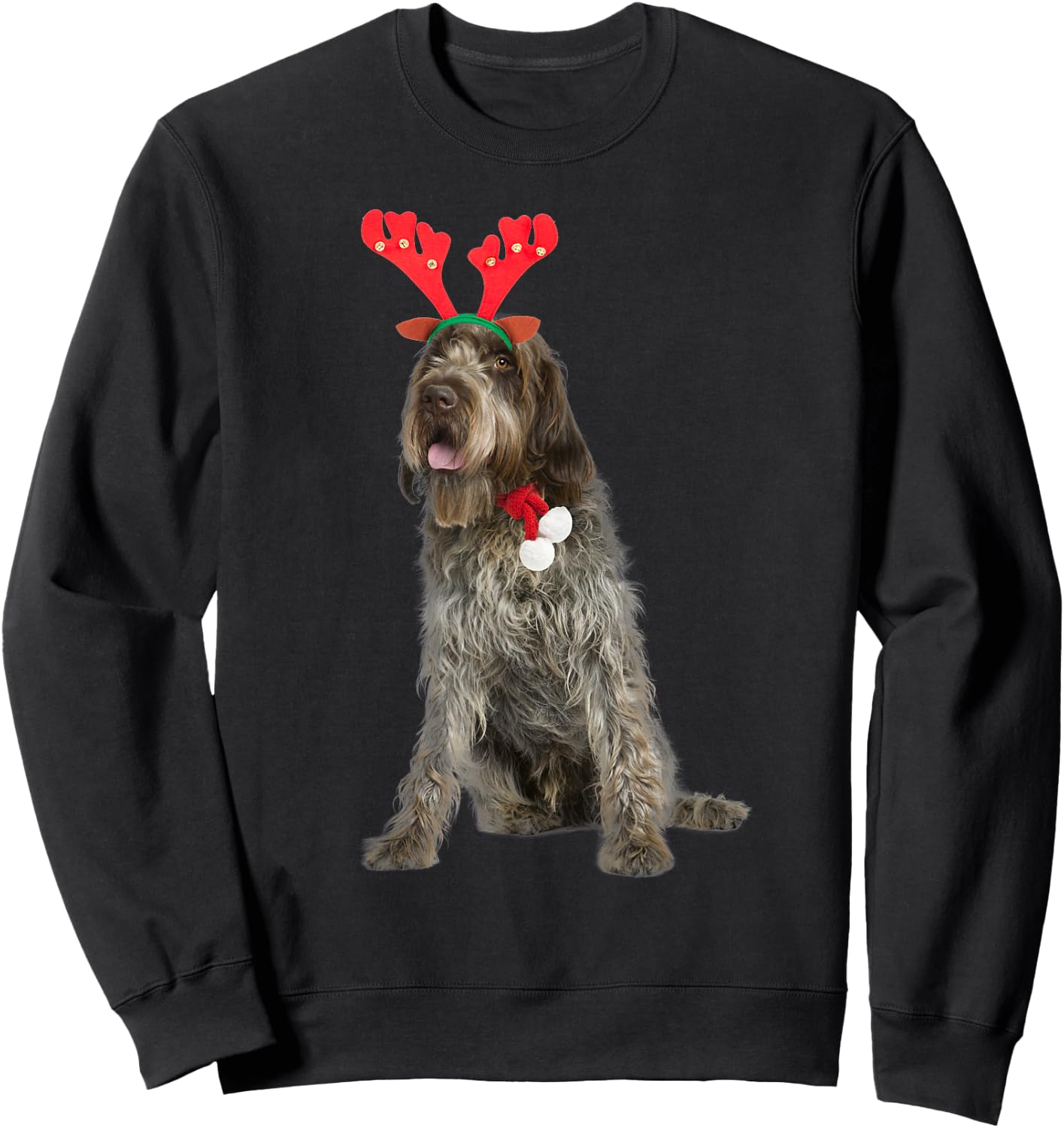 Wirehaired Pointing Griffon Reindeer Christmas Dog Men Women Kids Sweatshirt - Sweatshirt | Black