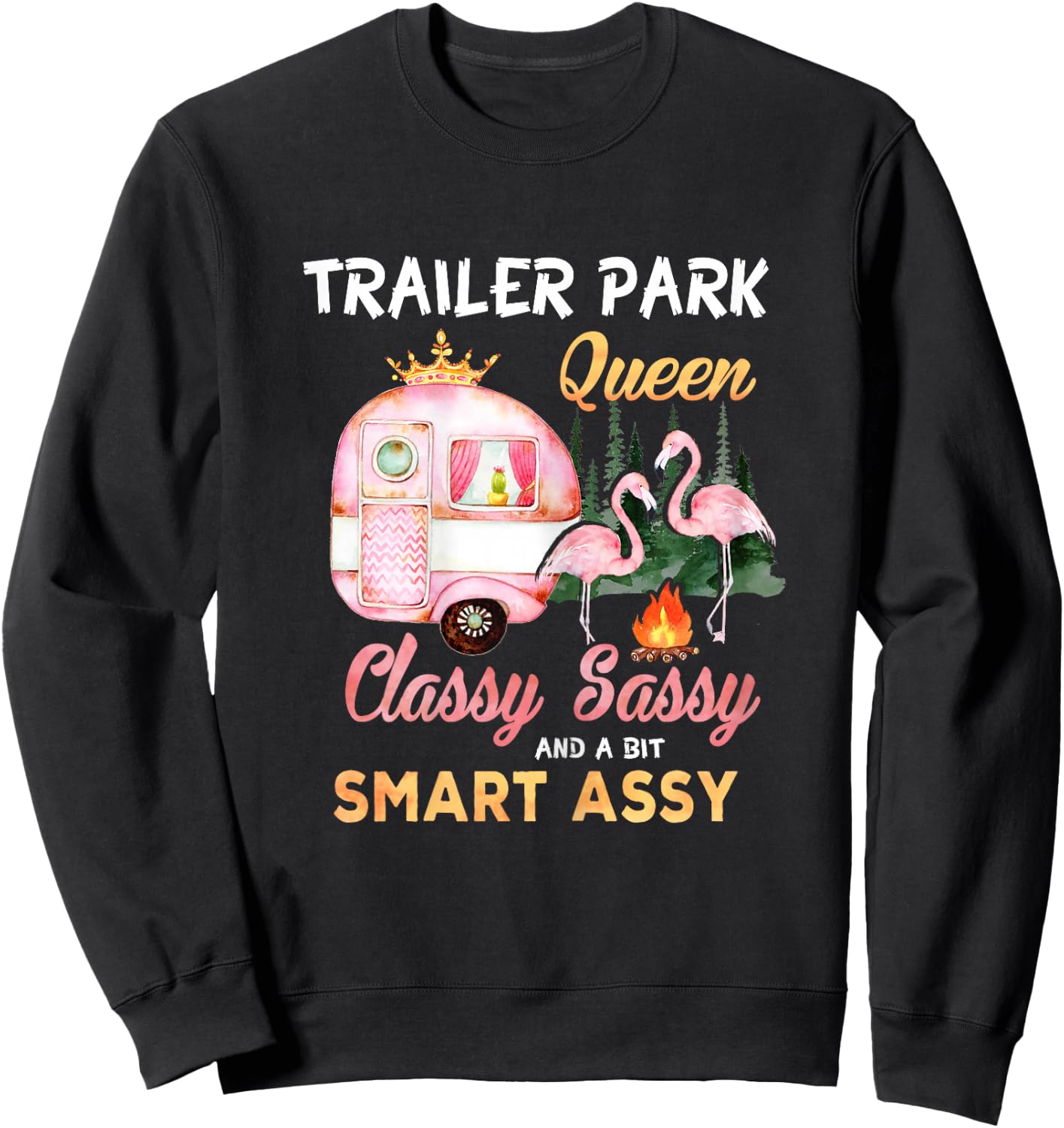Trailer Park Queen Classy Sassy A Bit Smart Assy Sweatshirt - Sweatshirt | Black