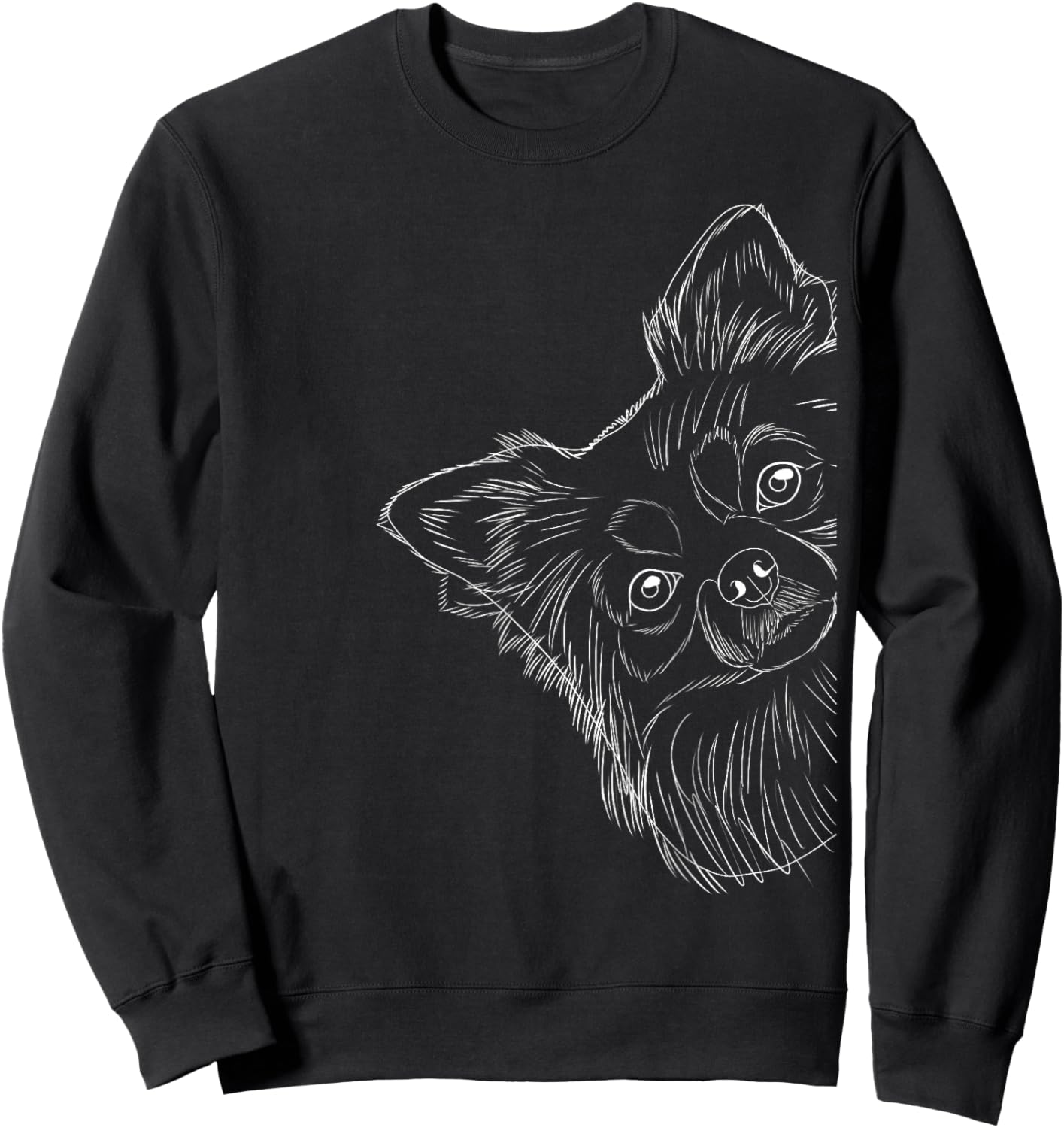 Longhaired Chihuahua Designs Funny Dog , -Kids, Black, Small, Short Sleeve Sweatshirt - Sweatshirt | Black