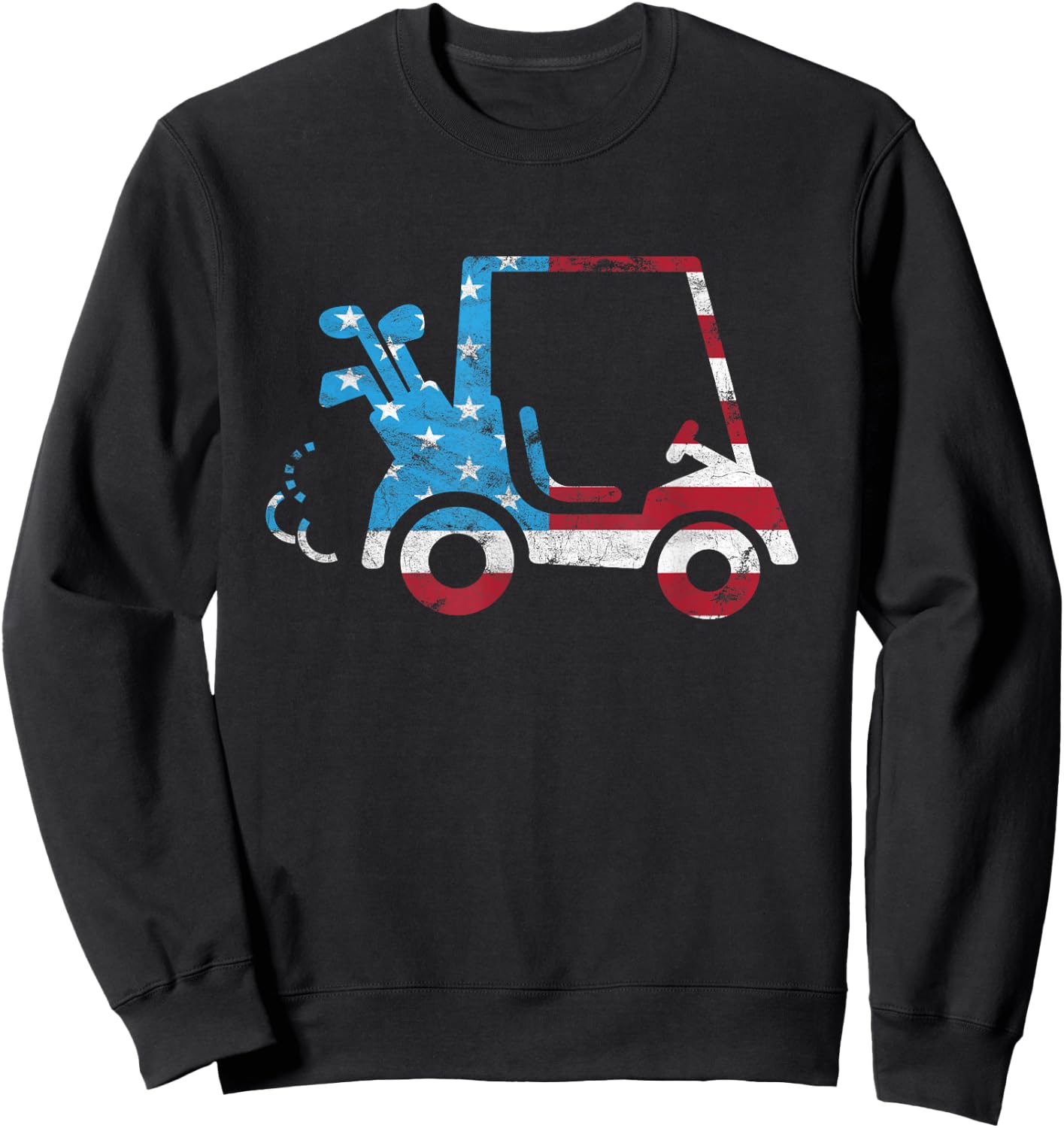Golf Cart American Flag - Patriotic Golfer Sweatshirt - Sweatshirt | Black
