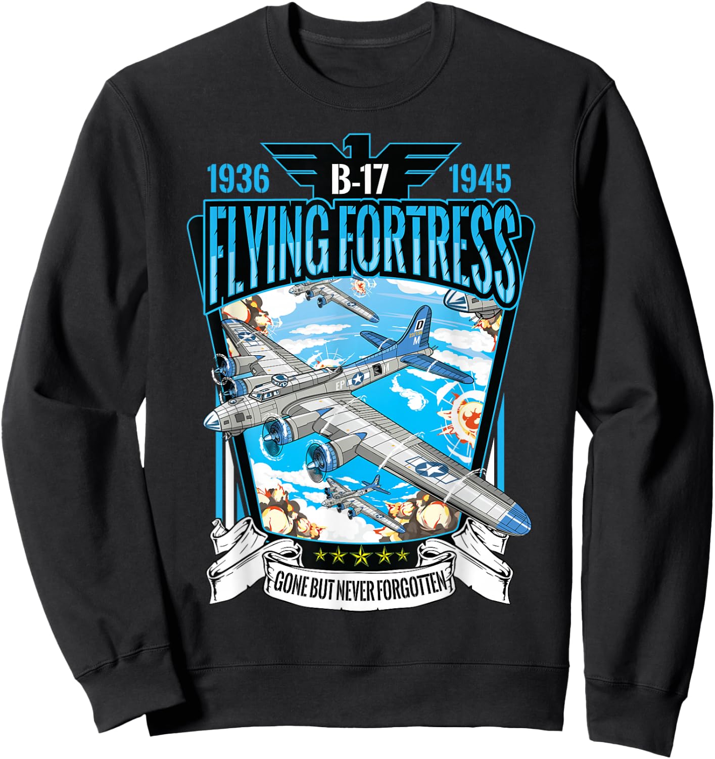 American B17 Flying Fortress WW2 Sweatshirt - Sweatshirt | Black