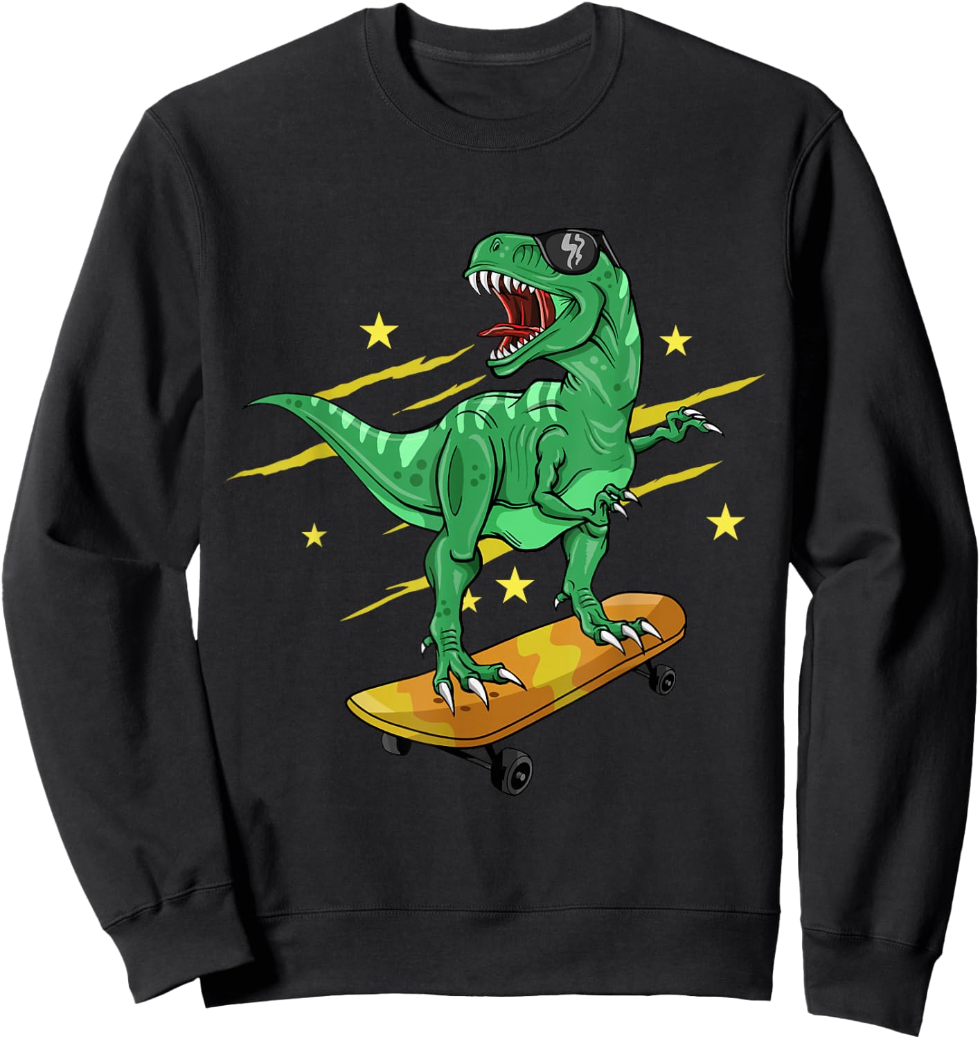 Skating Dinosaur Skateboard Sweatshirt - Sweatshirt | Black