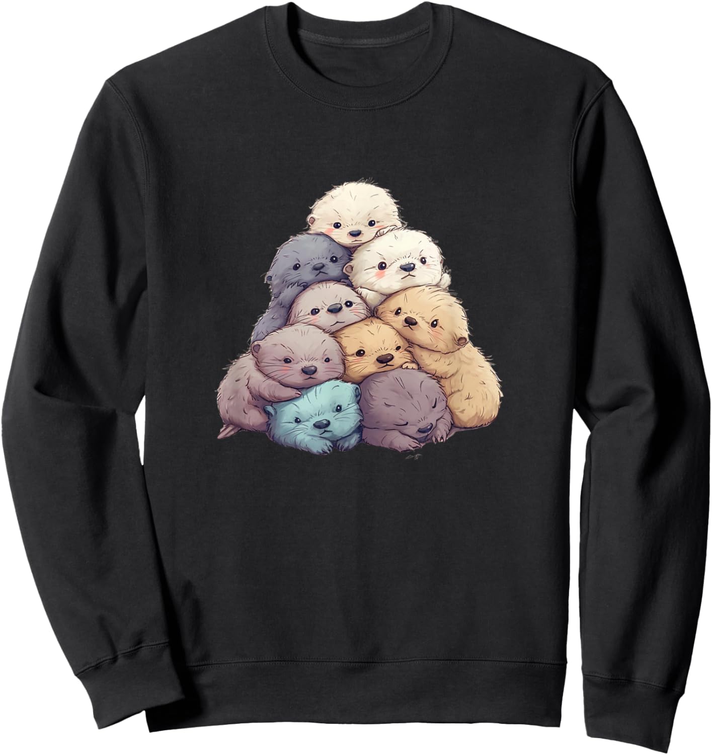 Cute Kawaii Pastel Otter Boys Girls Kids Sweatshirt - Sweatshirt | Black