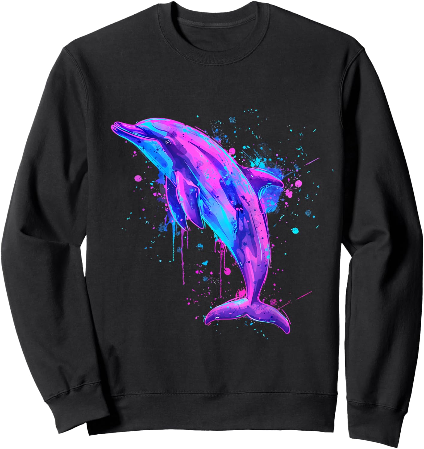 Sea Ocean Dolphin Artwork Dolphin Ocean Sea Animal Lover Sweatshirt - Sweatshirt | Black