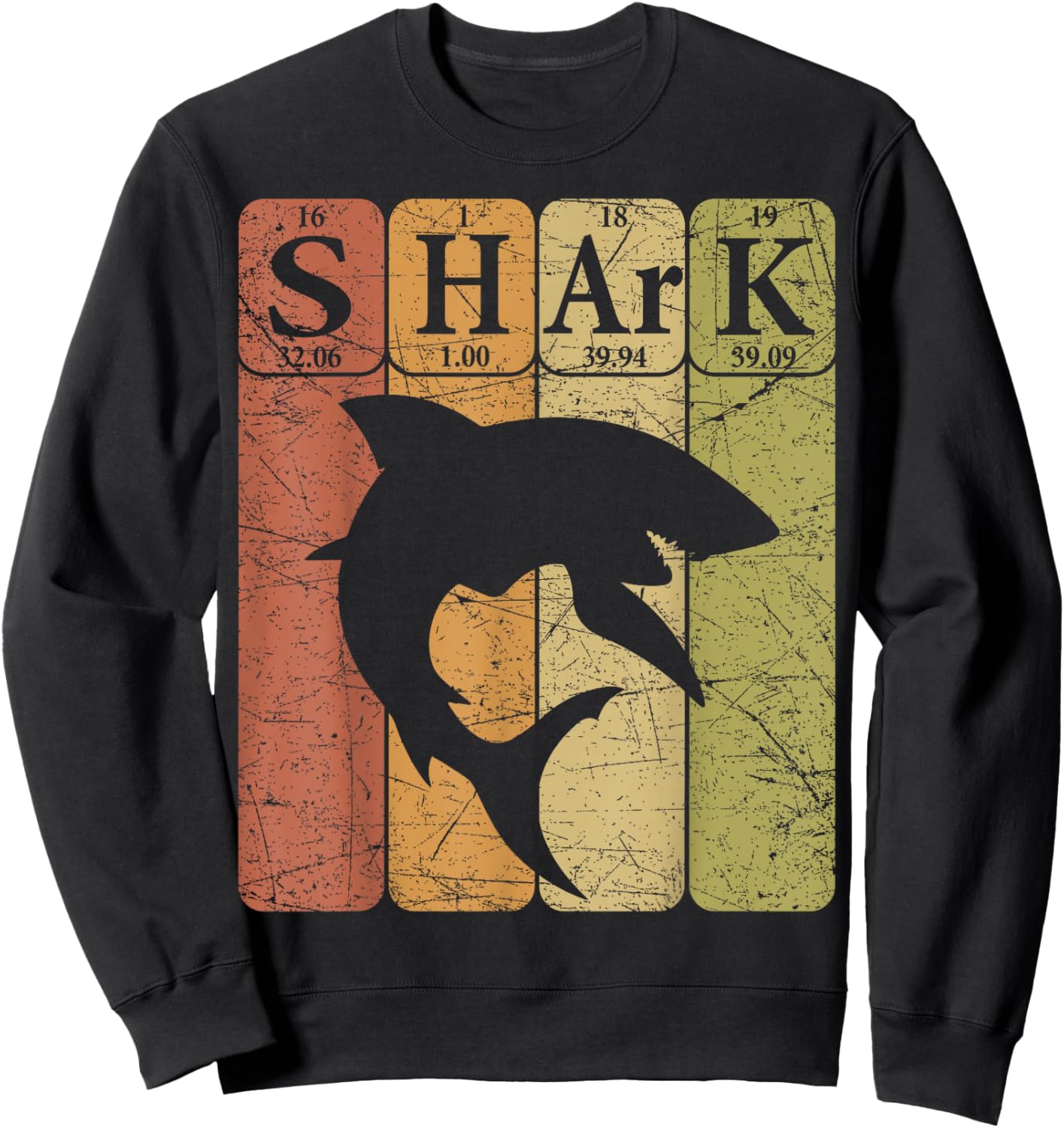 Shark Periodic Table Elements Retro Shark Selachimorphaphile Sweatshirt - Sweatshirt | Black
