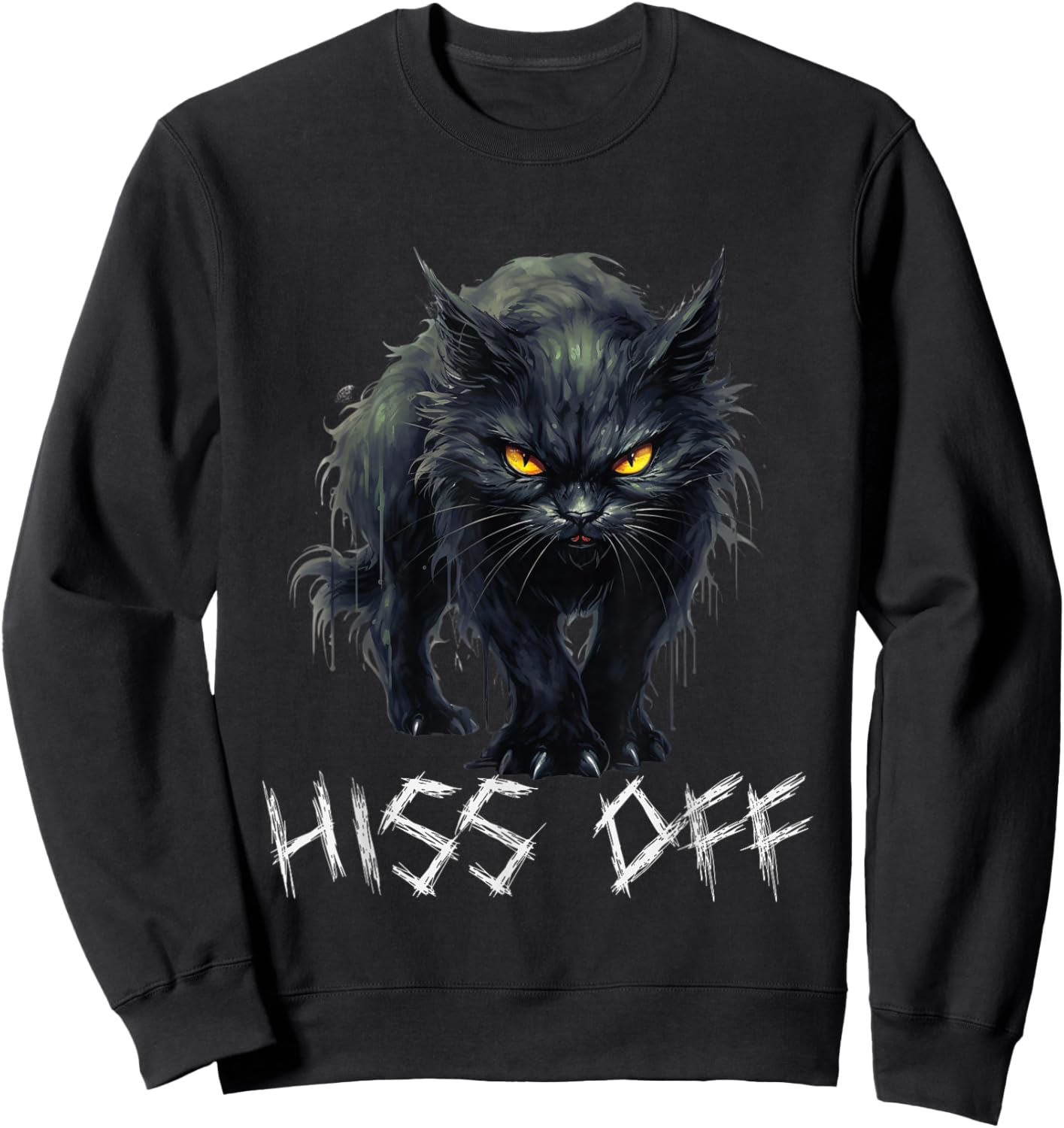 Hiss Off Cat Men Women Sweatshirt - Sweatshirt | Black