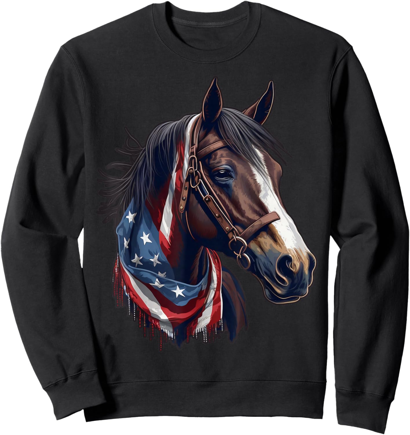 USA 4th Of July Horse on Patriotic American Horse Sweatshirt - Sweatshirt | Black