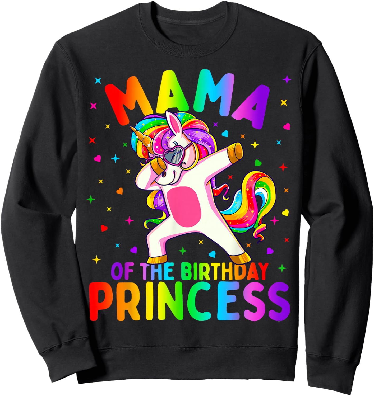 Mama of The Birthday Princess Girl Dabbing Unicorn Mom Sweatshirt - Sweatshirt | Black