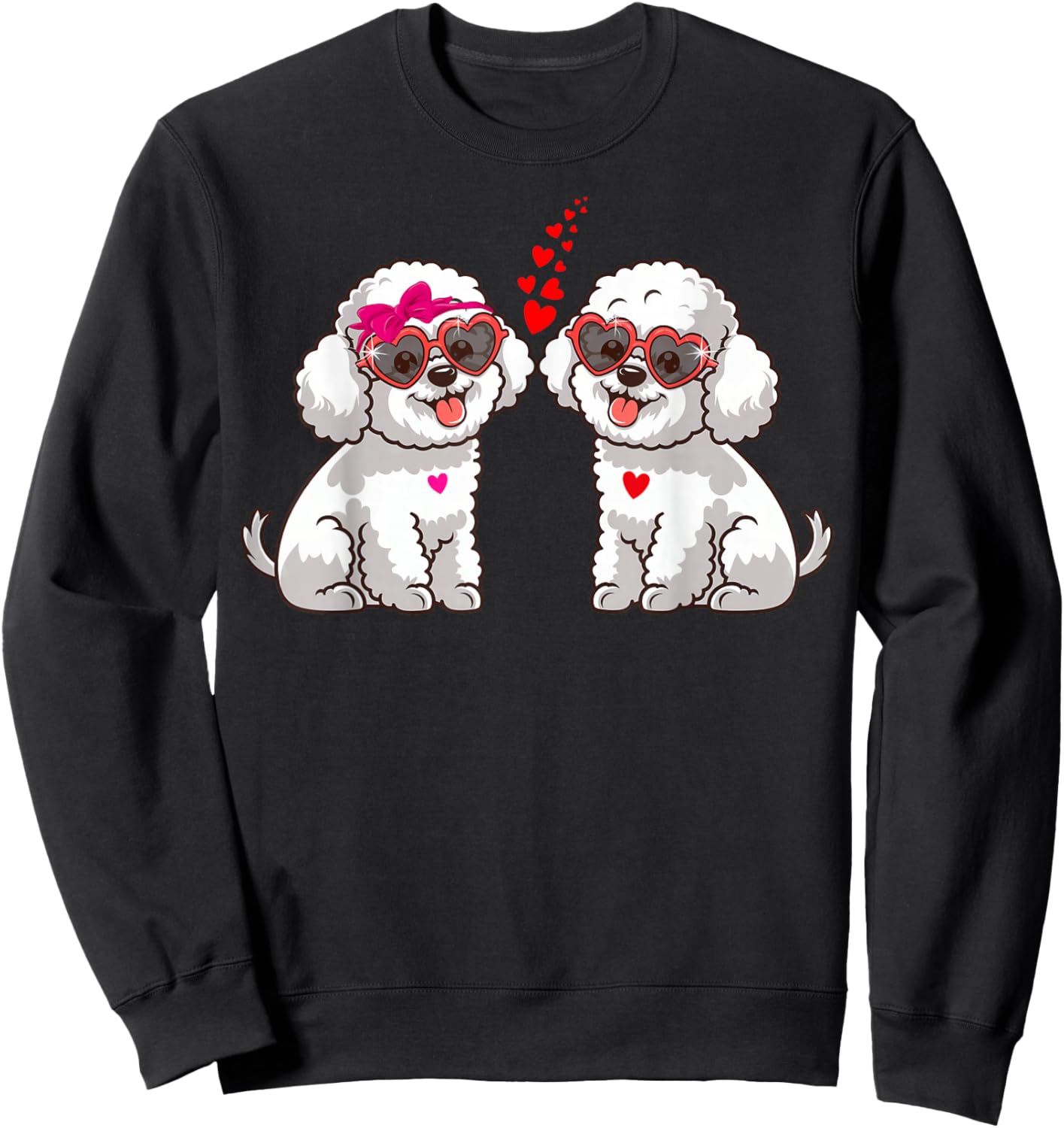 Bichon Frise Dog Valentine's Day Matching Couple Man Woman Sweatshirt - Sweatshirt | Black