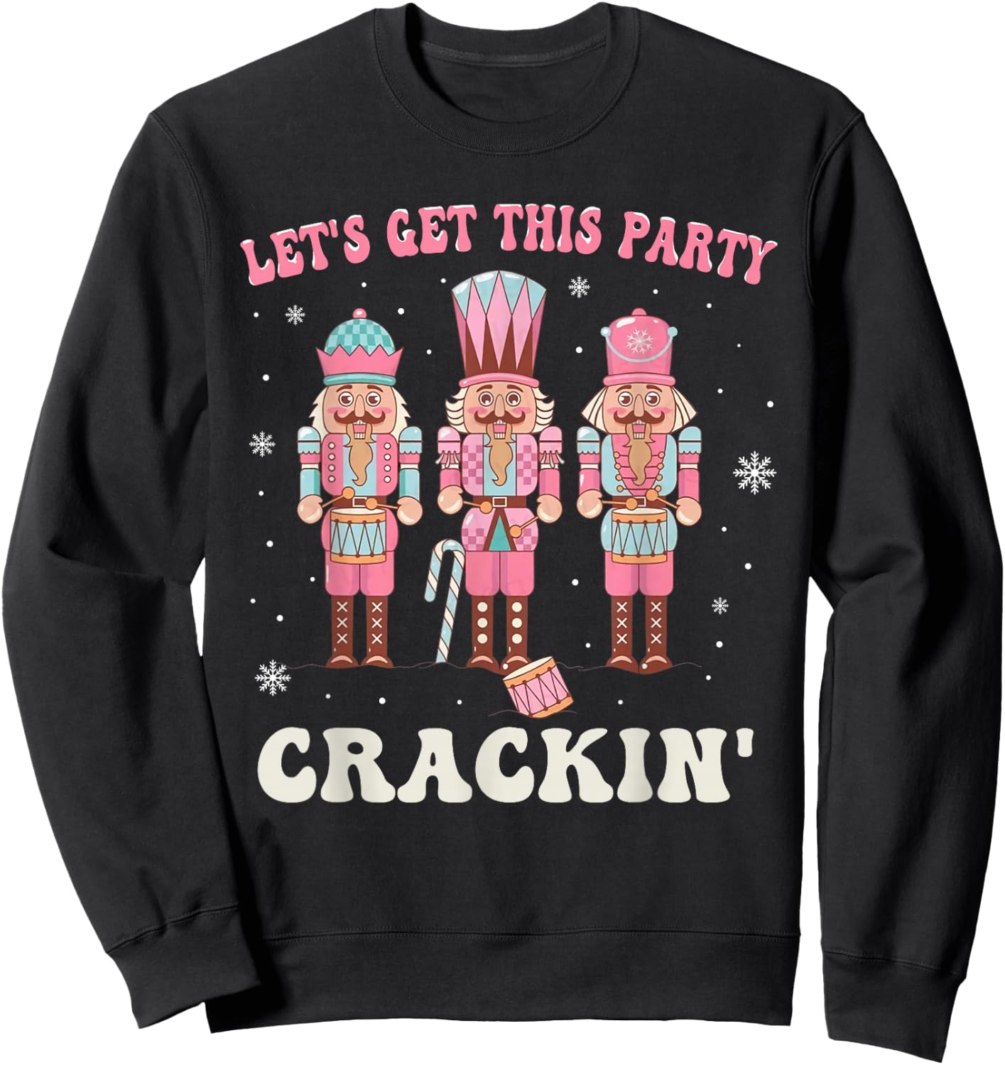 Let's Get This Party Crackin' Nutcracker Pajamas Girl Kid Sweatshirt - Sweatshirt | Black
