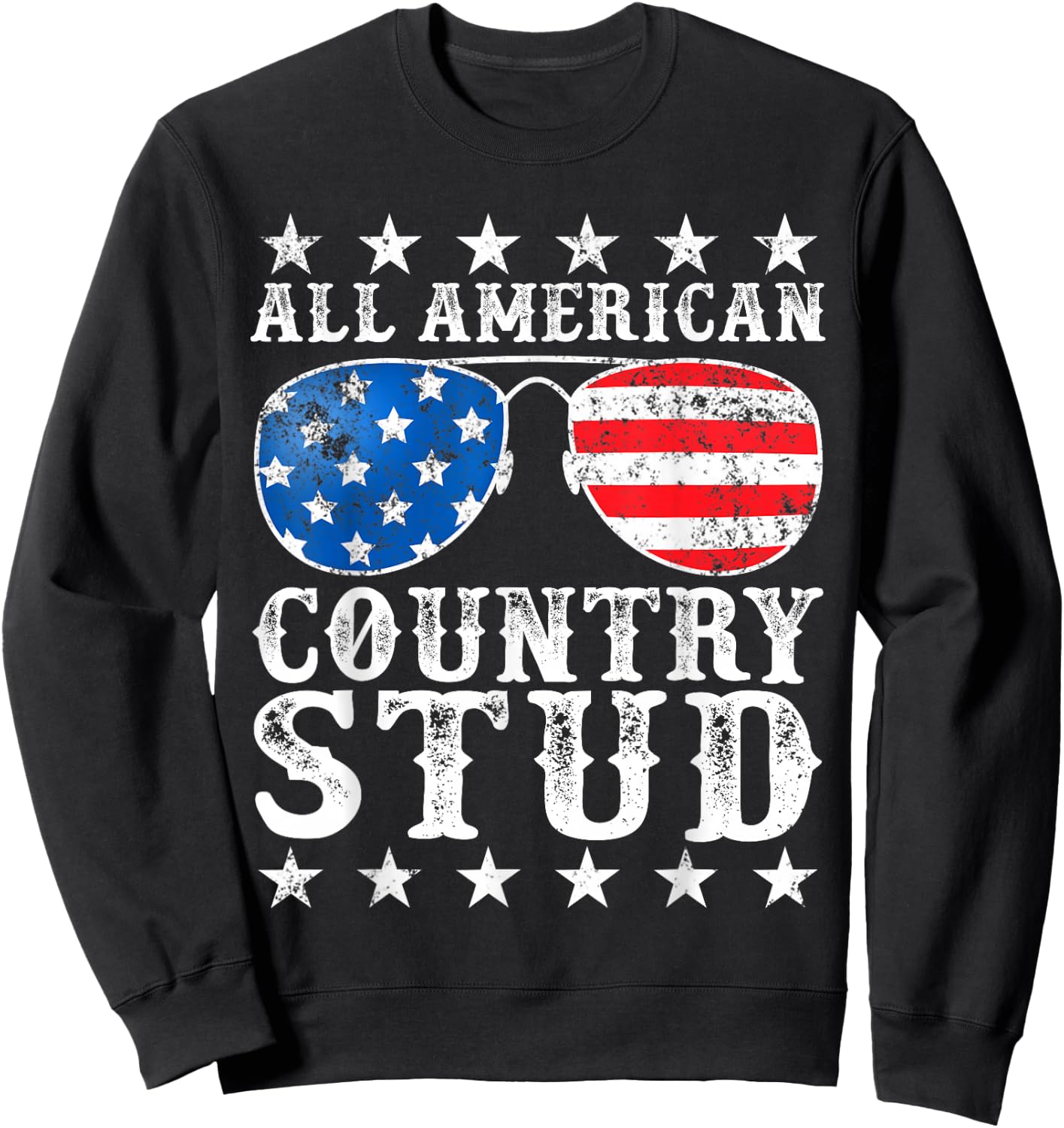 All American Stud Boy Country 4th of July USA Flag Gift Sweatshirt - Sweatshirt | Black