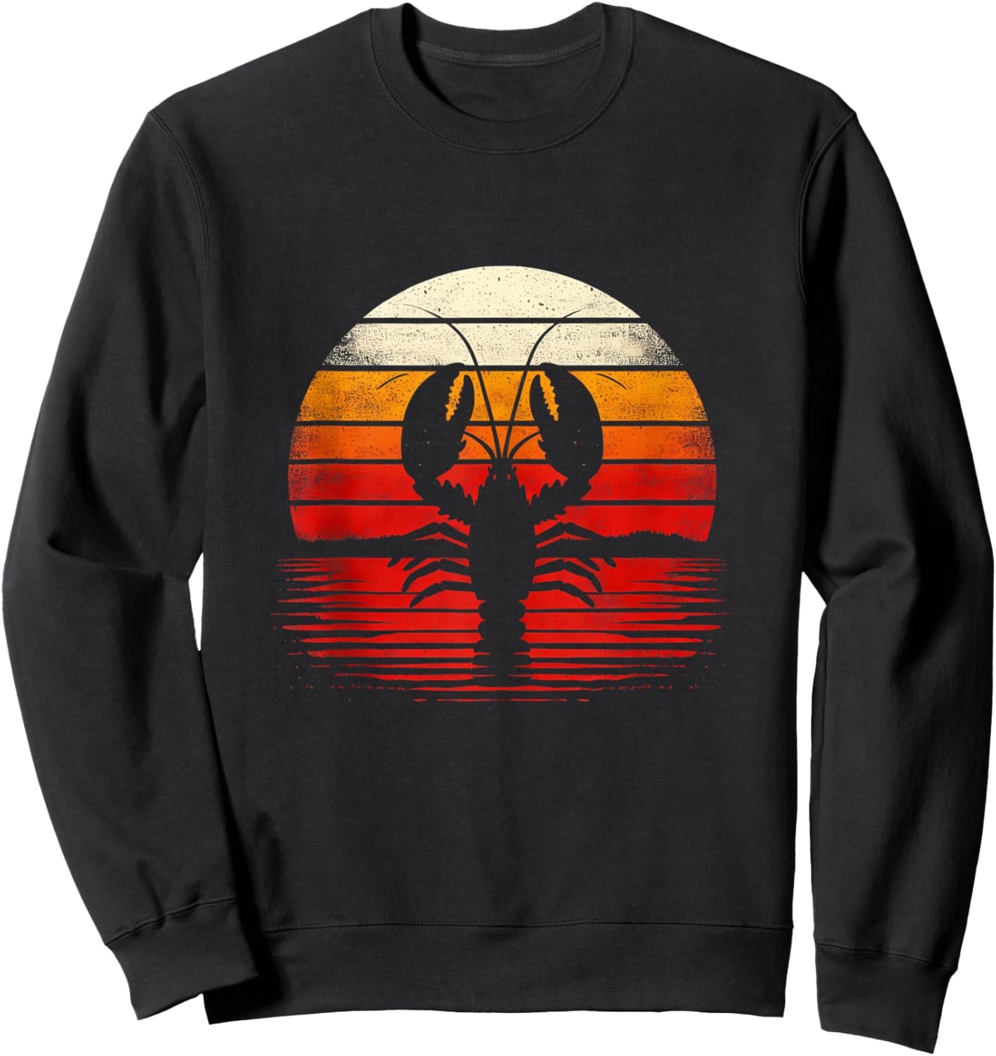 Lobster Sunset Retro Style Safari Vintage 70s Fishing Sweatshirt - Sweatshirt | Black