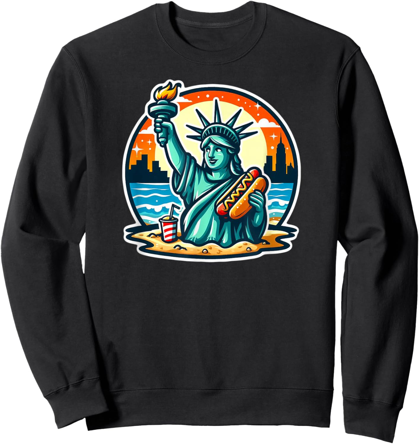 New York Hot Dogs NYC Souvenir NYC Sweatshirt - Sweatshirt | Black