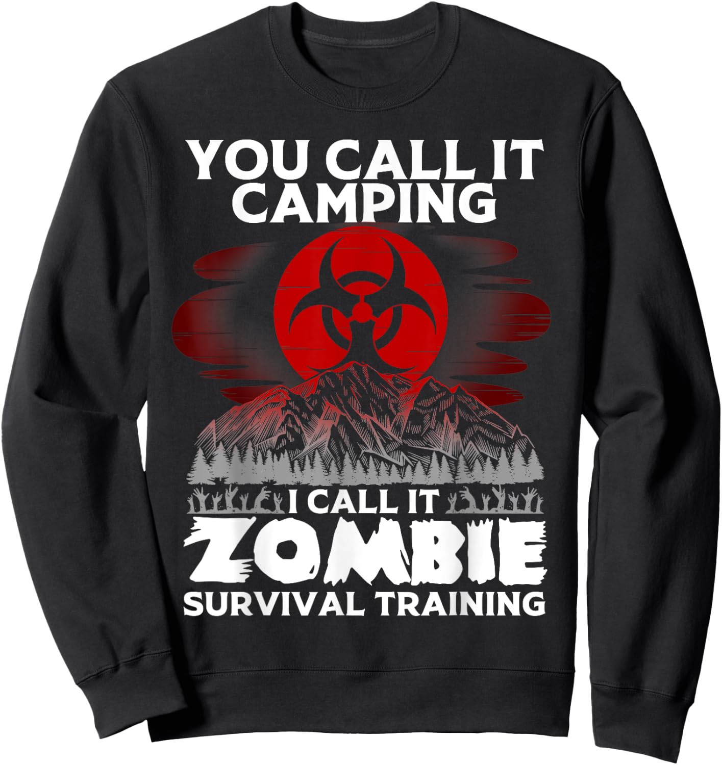 Funny Zombie Survival Camping Gift Boys Girls Cool Camp Sweatshirt - Sweatshirt | Black