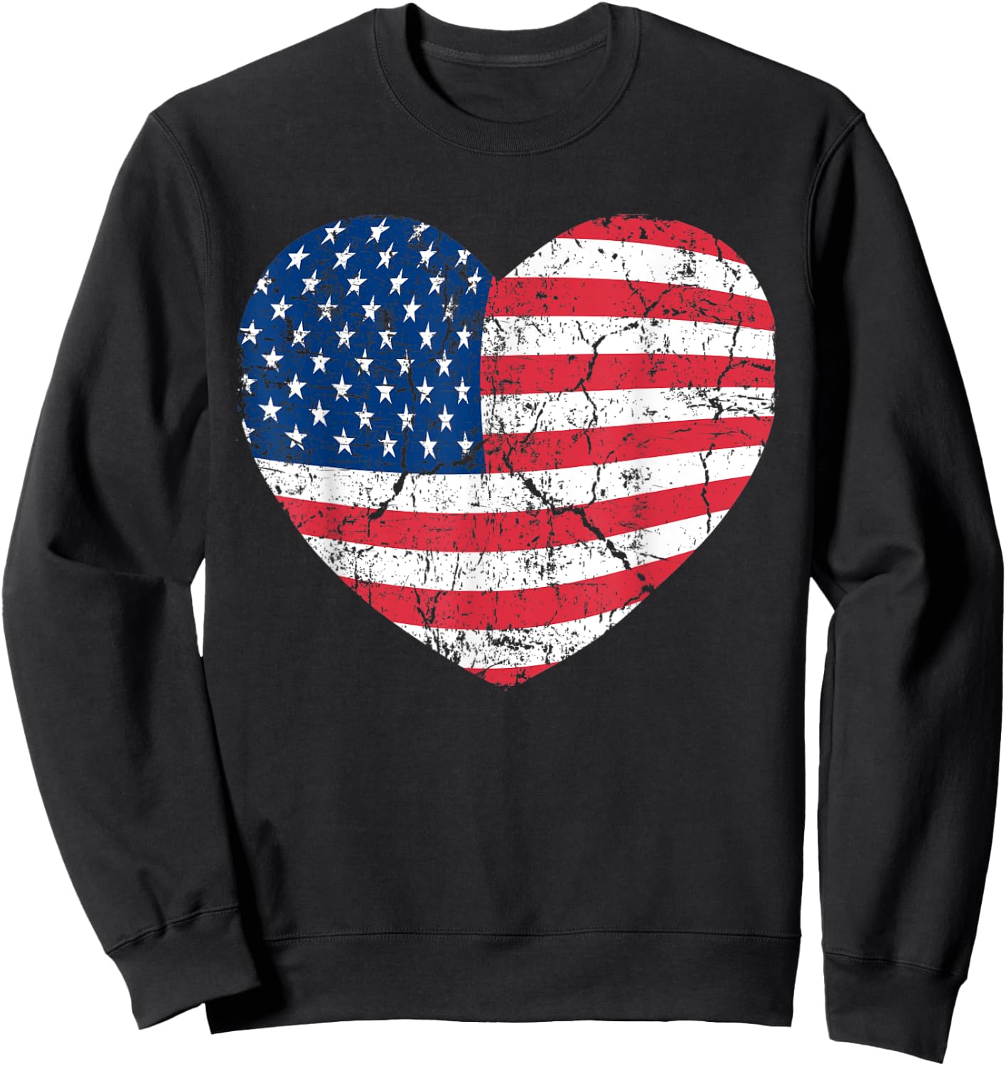 America Heart Love America Shirt Heart Flag Sweatshirt - Sweatshirt | Black