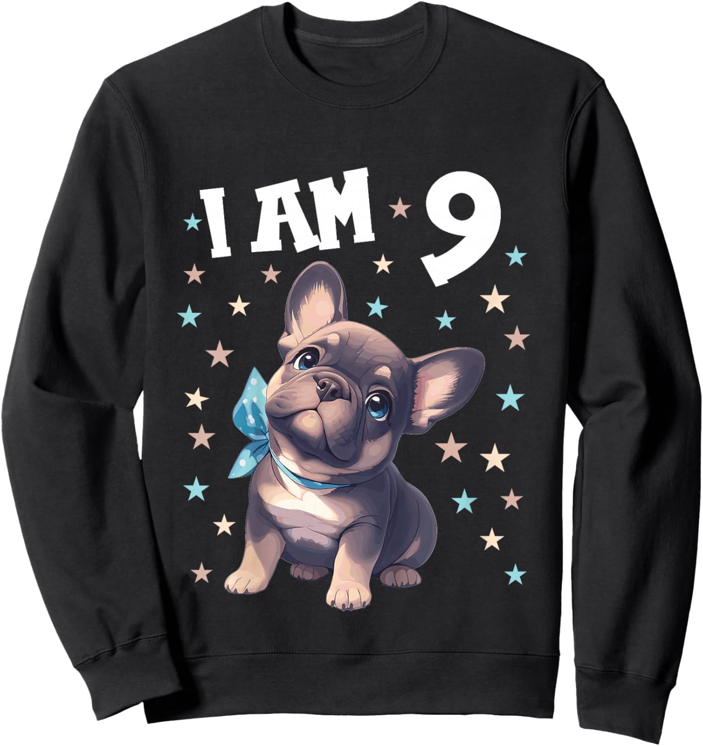 Kids 9 Years old 9th birthday French Bulldogs French Bulldog Sweatshirt - Sweatshirt | Black