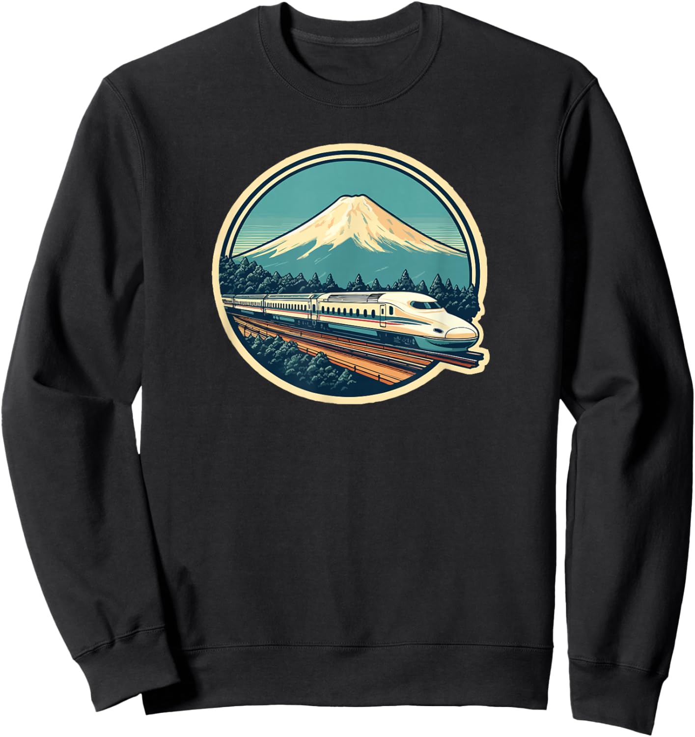 Bullet Train Mount Fuji Japanese Souvenir Shinkansen Train Sweatshirt - Sweatshirt | Black