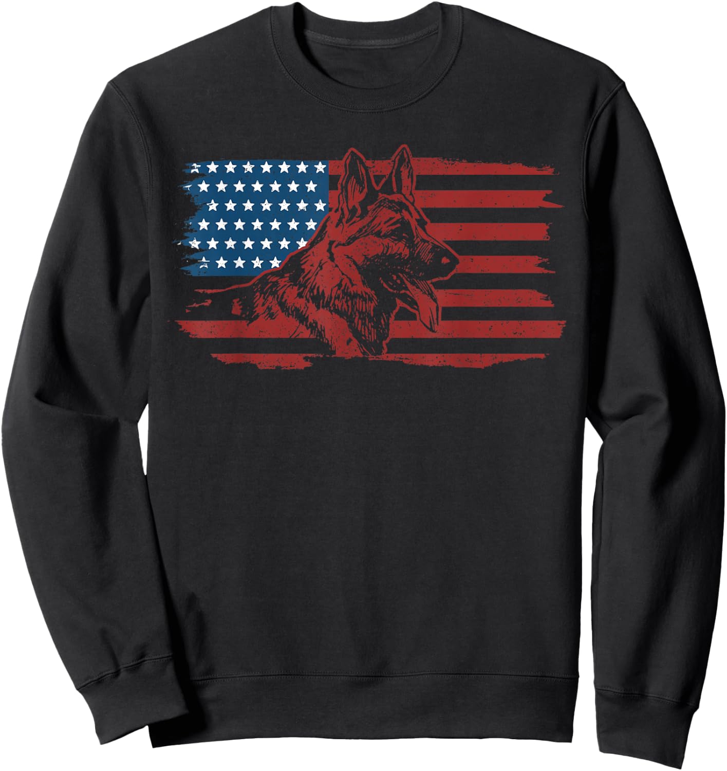 German Shepherd Dog American Flag Patriotic K-9 Unit Gift Sweatshirt - Sweatshirt | Black