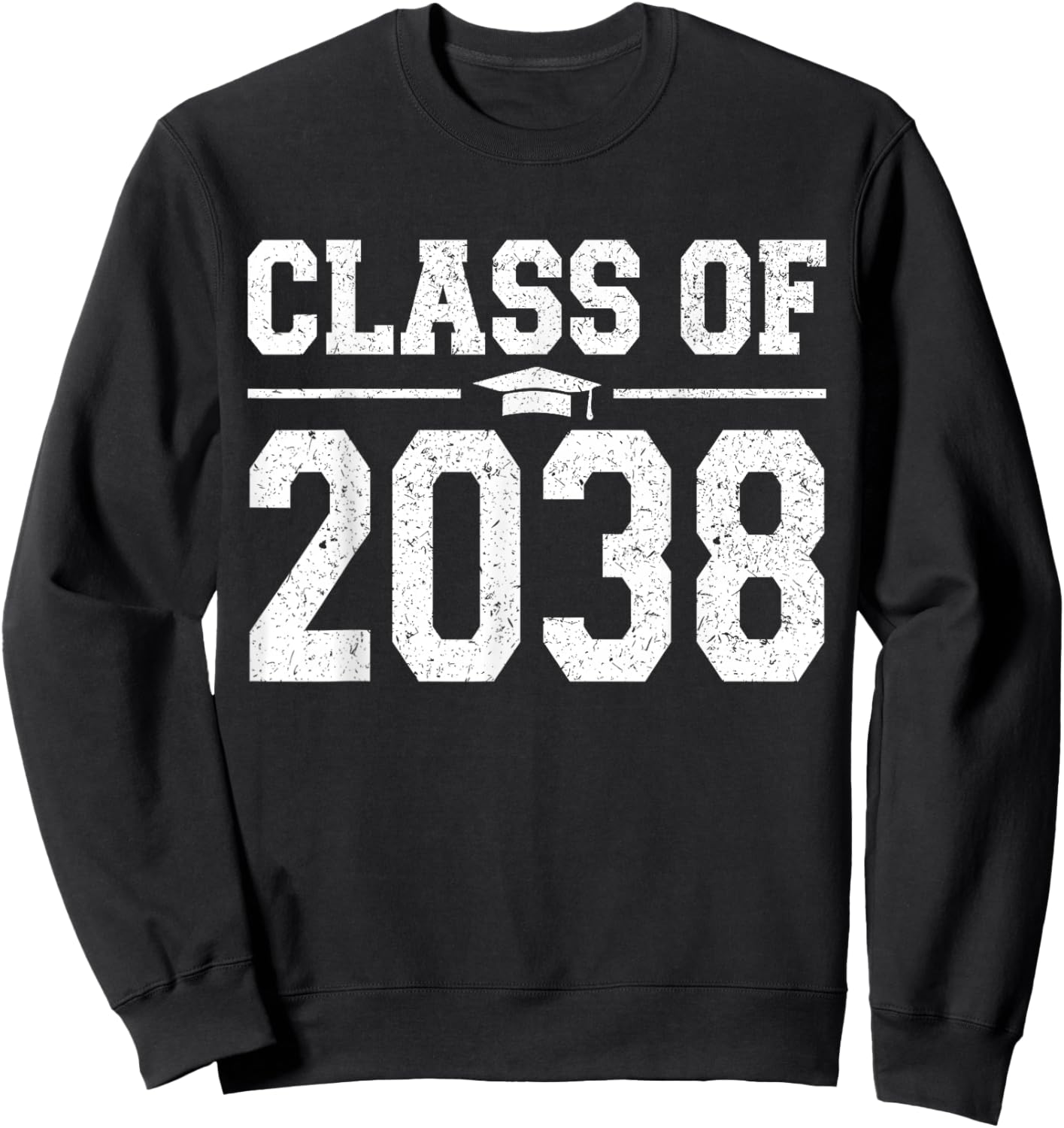 Class of 2038 Grow With Me Graduation Vintage Kindergarten Sweatshirt - Sweatshirt | Black