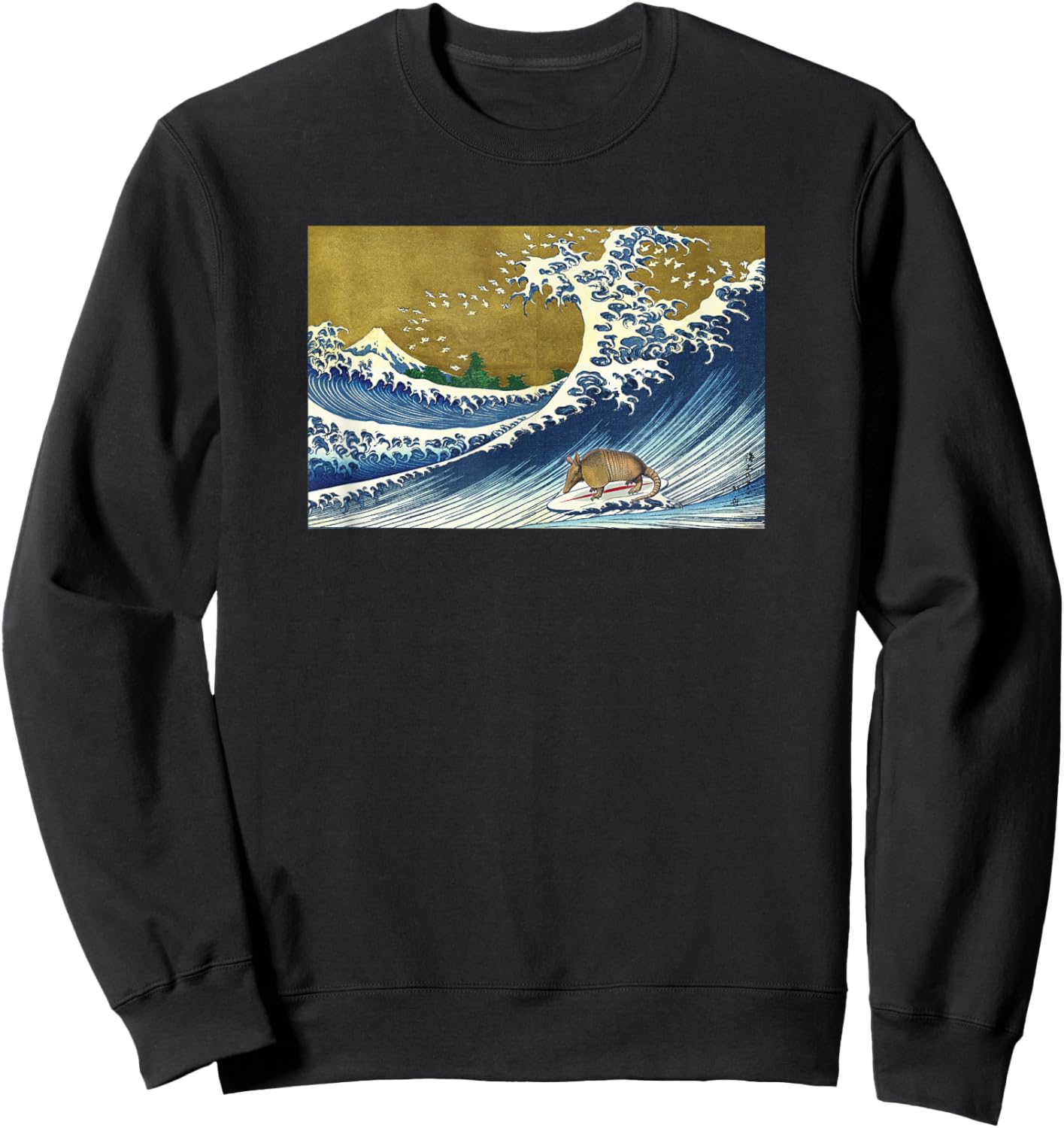 Funny Retro Vintage Surfing Wave Armadillo Lover Sweatshirt - Sweatshirt | Black