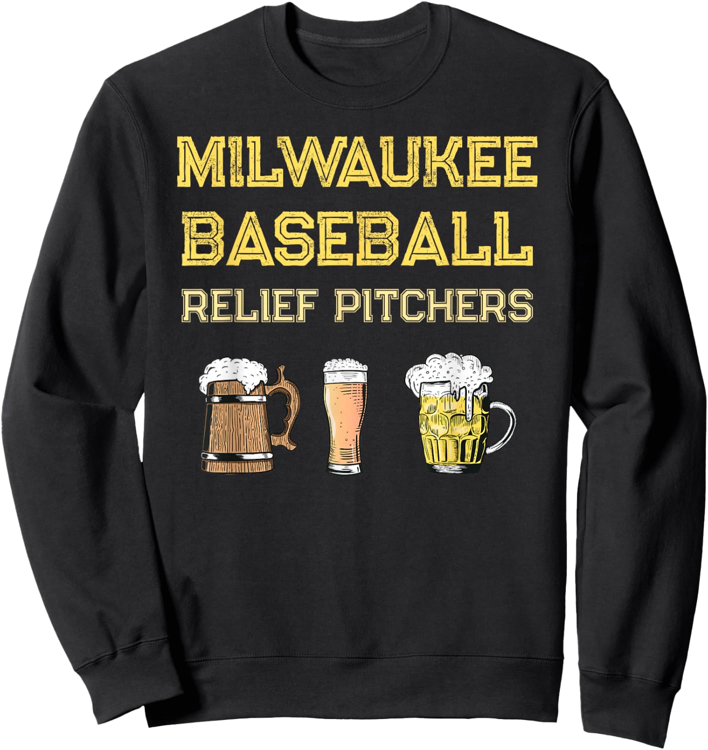 Classic Milwaukee Baseball & Beer Fan Retro Wisconsin Sweatshirt - Sweatshirt | Black