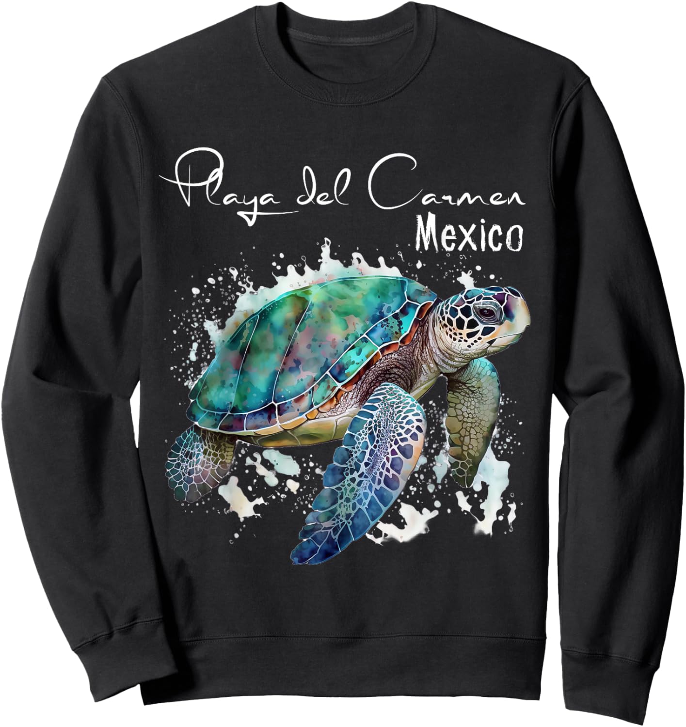 Playa Del Carmen Mexico Sea Turtle Playa Souvenir Sweatshirt - Sweatshirt | Black