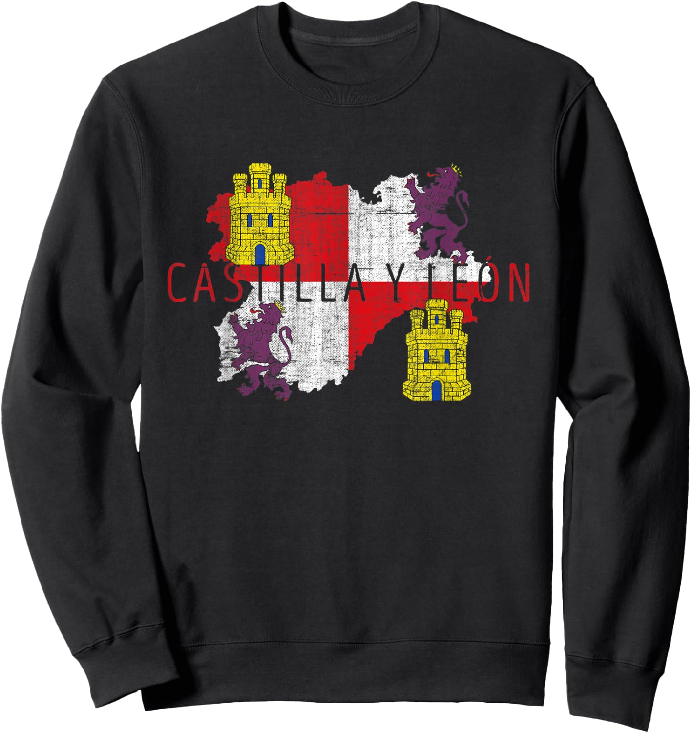 Castilian Map and Flag - Castilla y León Spain Souvenir Sweatshirt - Sweatshirt | Black