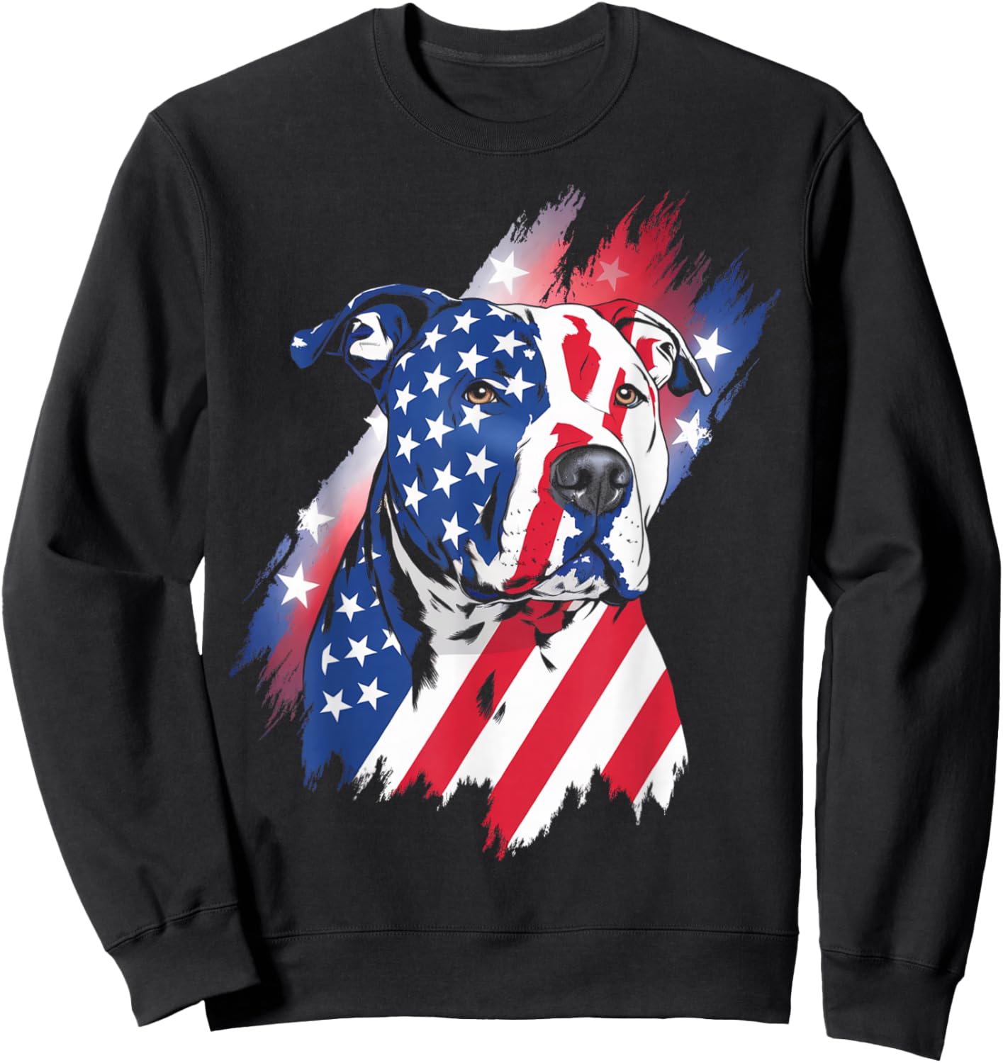 4th Of July American Flag Patriotic Pitbull Terrier Sweatshirt - Sweatshirt | Black