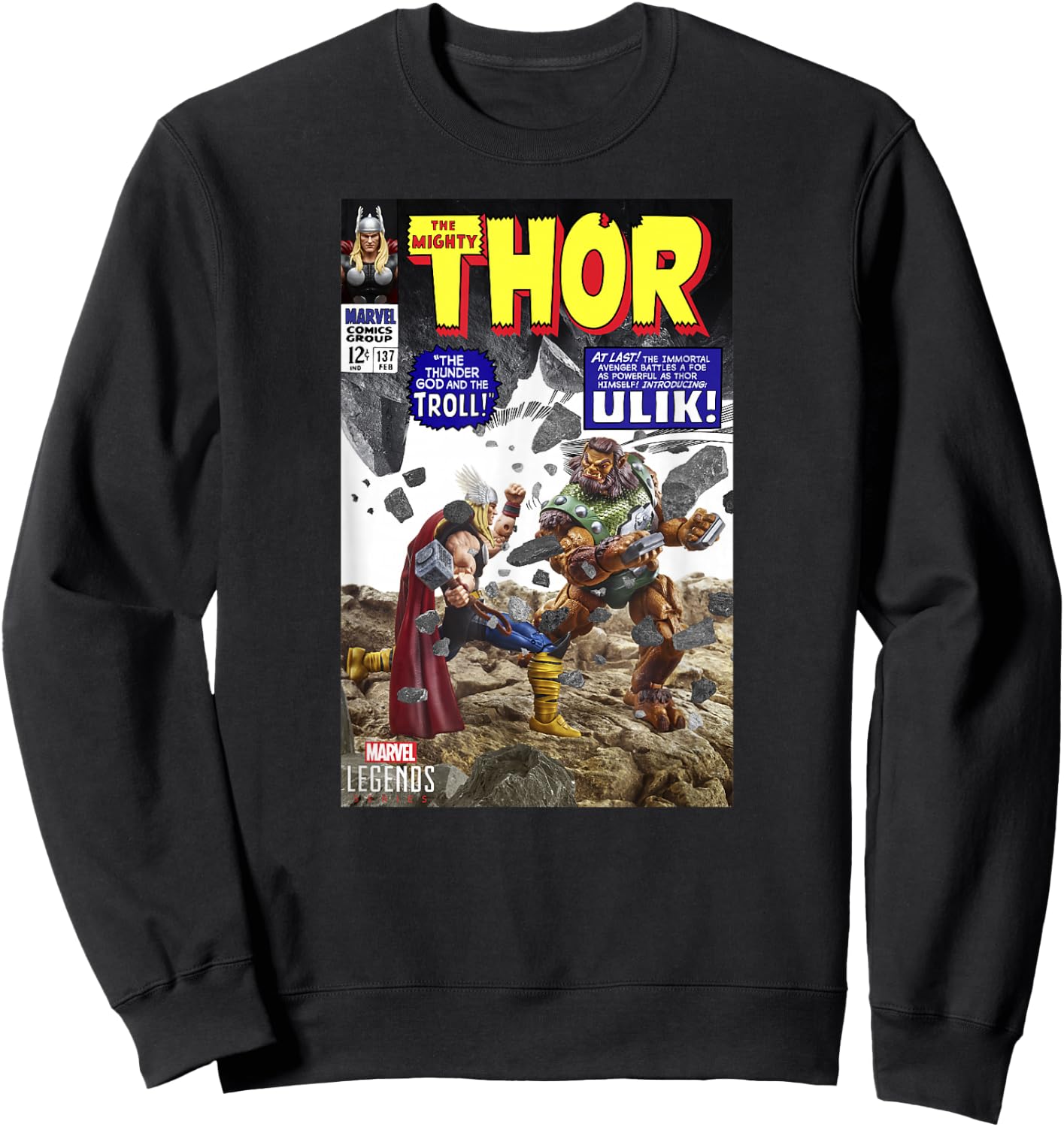 Marvel Legends Series Thor VS Olik Troll Comic Cover Sweatshirt - Sweatshirt | Black