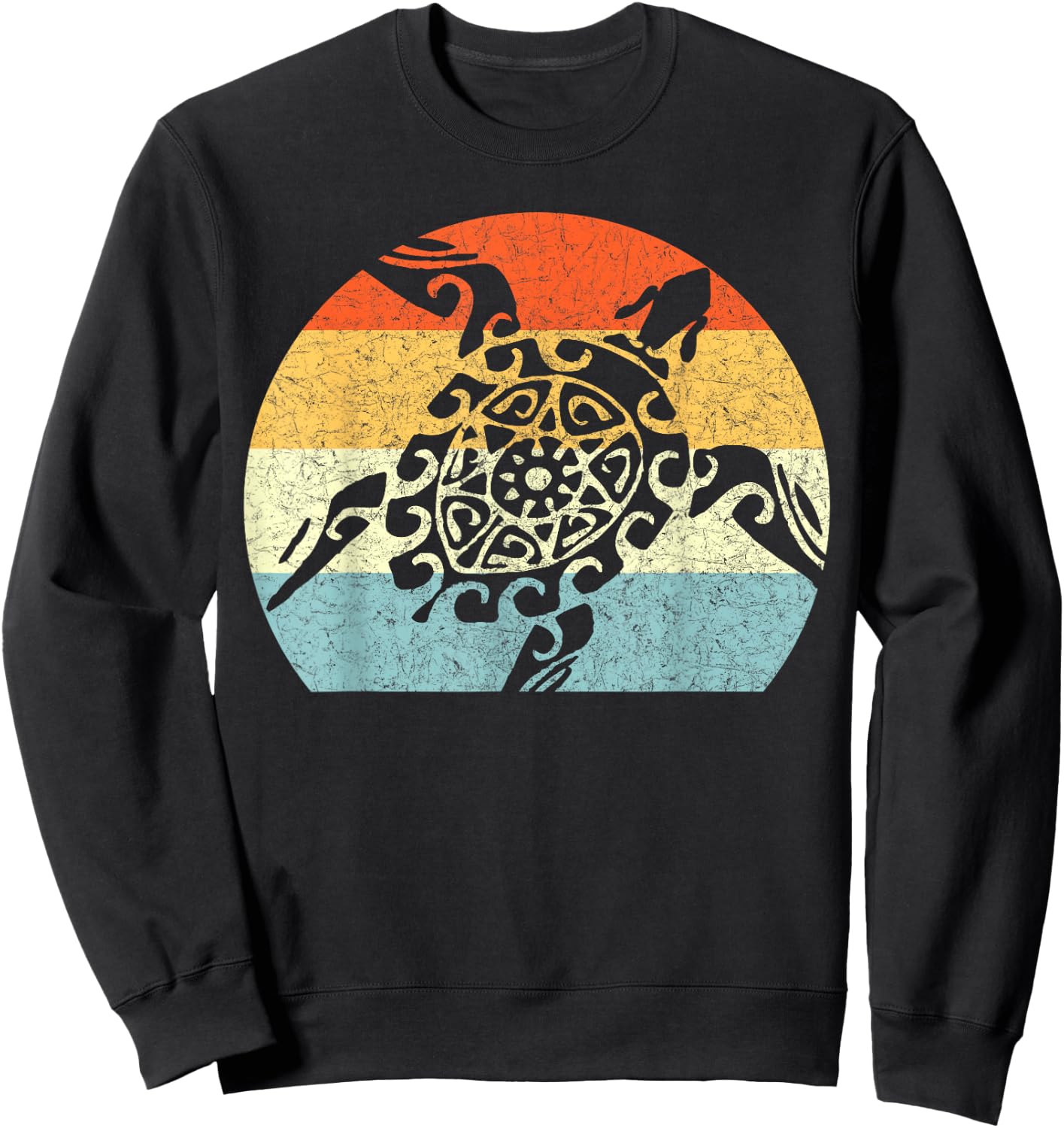 Sea Turtle Vintage Retro Throwback Vacation Sweatshirt - Sweatshirt | Black