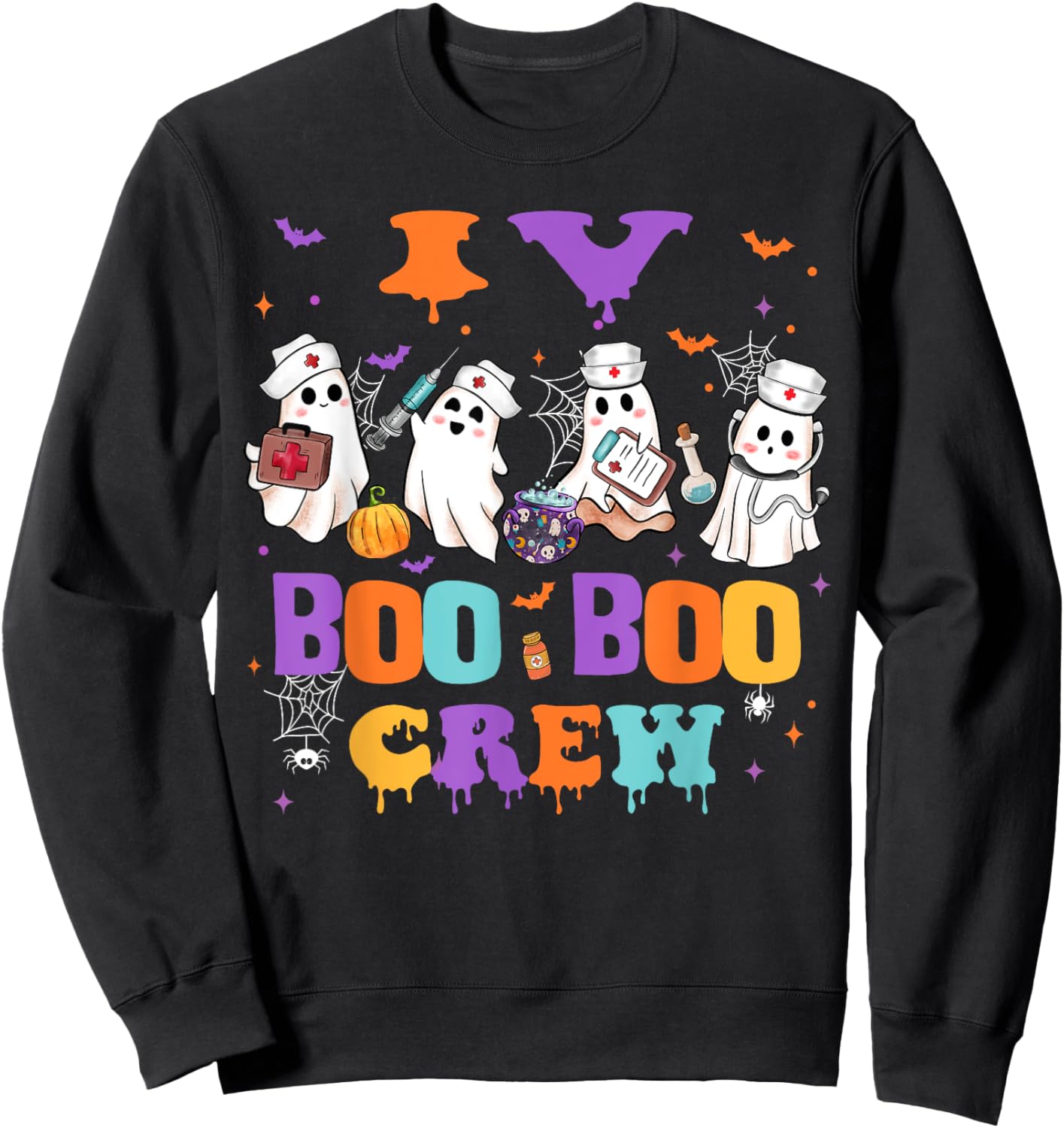 IV Nurse Boo Boo Crew Nurse Halloween Squad Nursing Sweatshirt - Sweatshirt | Black