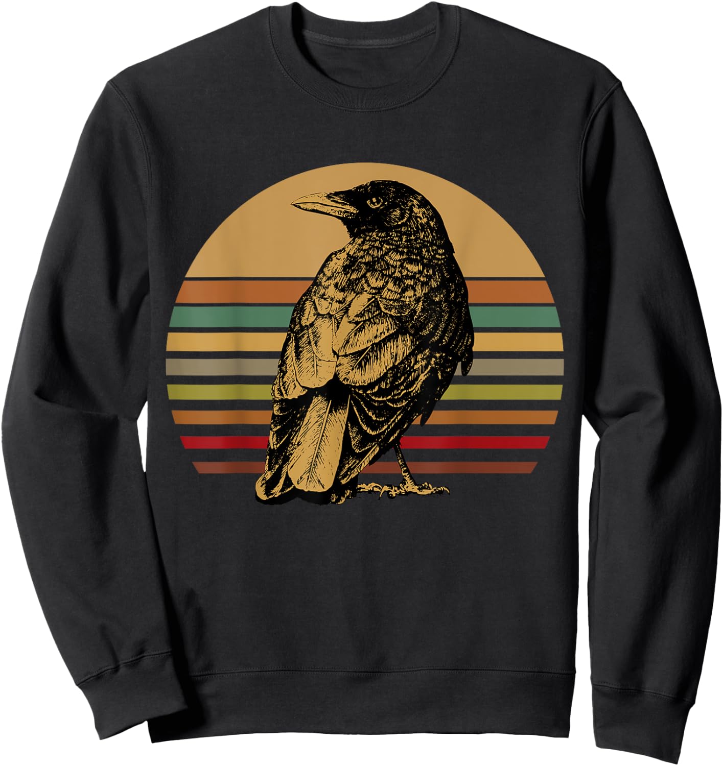 Black Crow Retro Bird Watching Gift Raven Crows Sweatshirt - Sweatshirt | Black