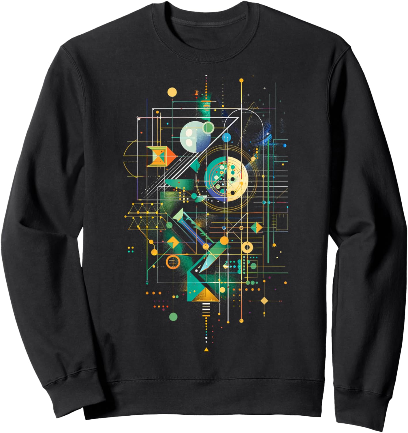 Abstract Geometric Multicolor Cosmic Design Sweatshirt - Sweatshirt | Black