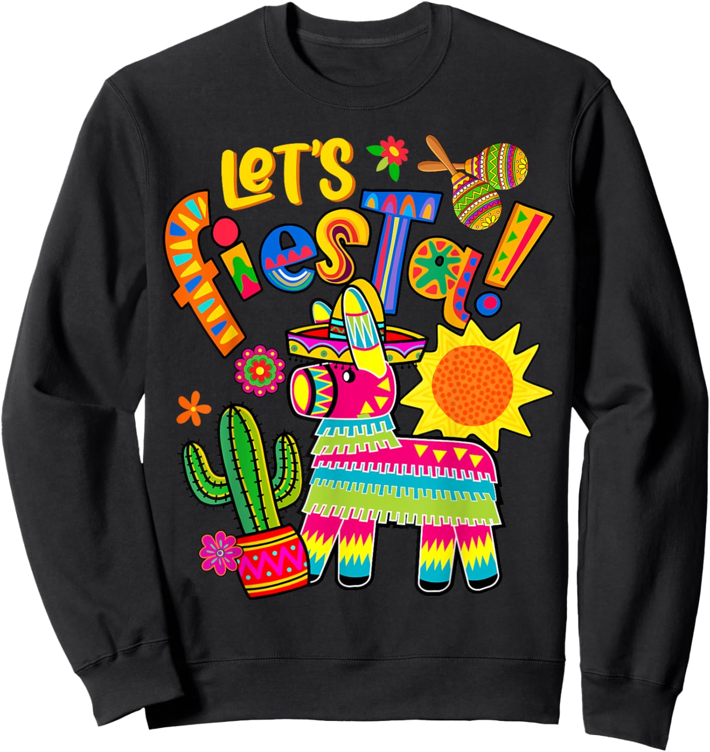 Let's Fiesta Cinco De Mayo Camisa Mexicana Hombre Mexico Sweatshirt - Sweatshirt | Black