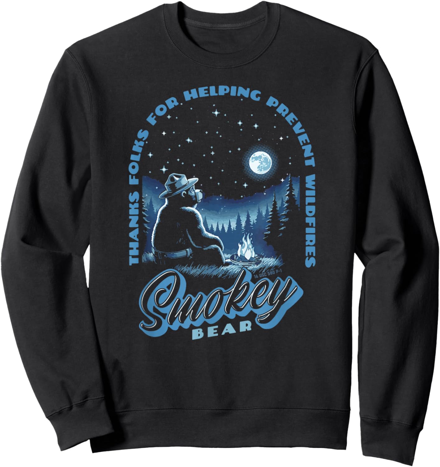 Stargazing Smokey Bear Thanks For Helping Prevent Wildfires Sweatshirt - Sweatshirt | Black